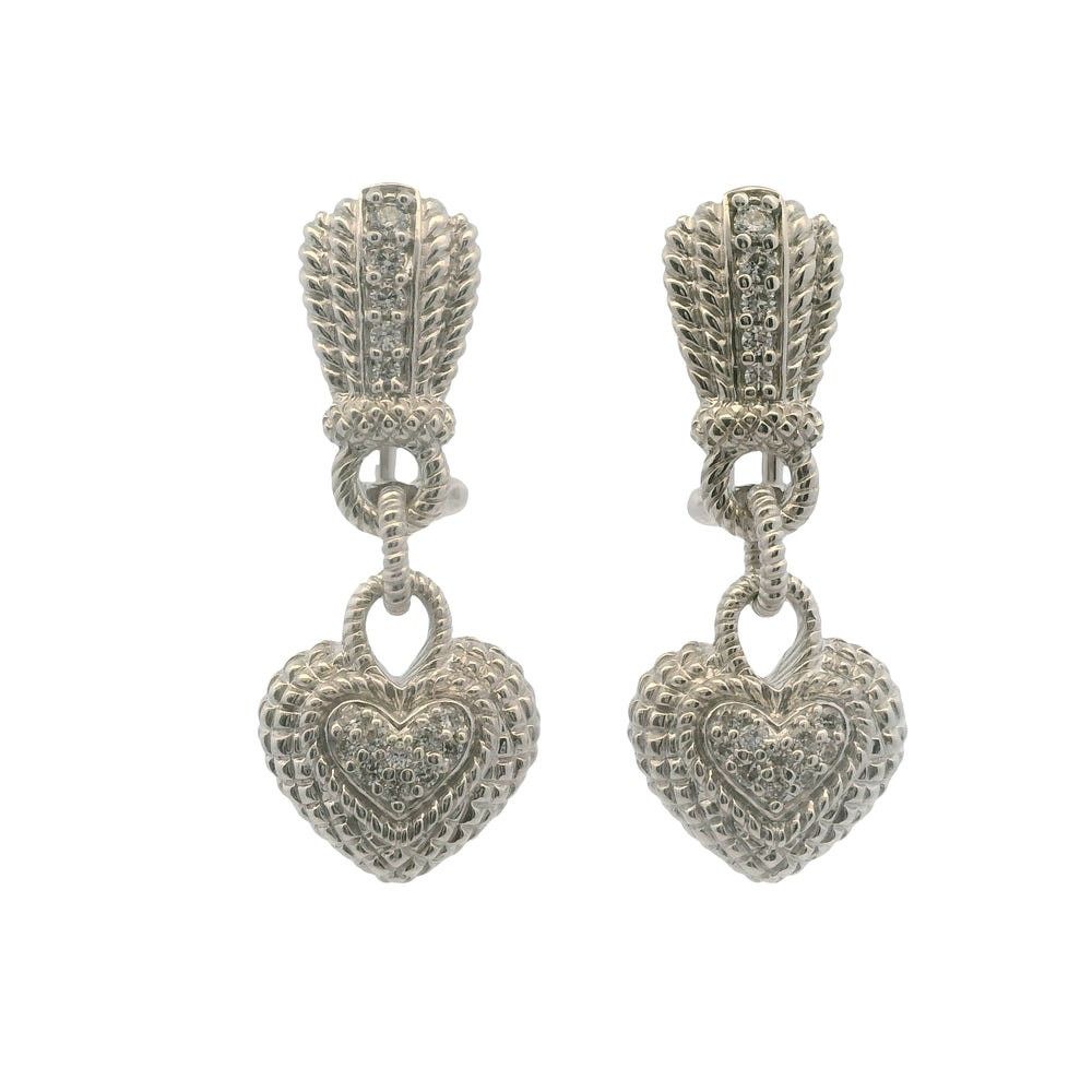 Judith Ripka Judith Ripka CZ Heart Sterling Silver 925 Earrings Size ONE SIZE - 1 Thumbnail