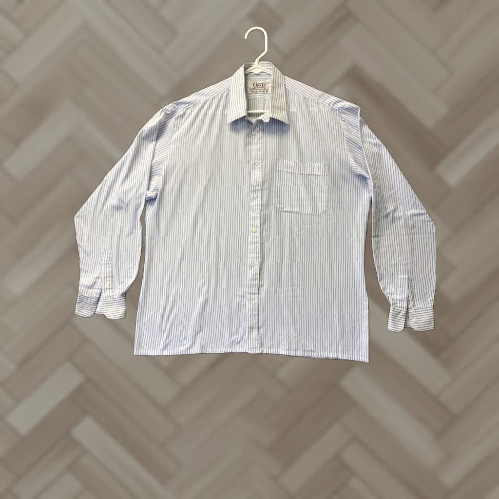 Orvis VINTAGE Orvis Shirt Large L Striped White Blue Button-Up Collared Long Sleeve Mens Size US L / EU 52-54 / 3 - 1 Thumbnail