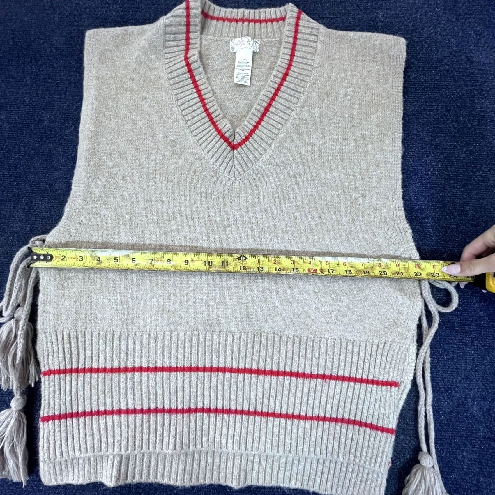 Free People Free People Sweater Womens One Size Gray Knit Tassel Pullover Boho Side Tie Top Size ONE SIZE - 3 Thumbnail