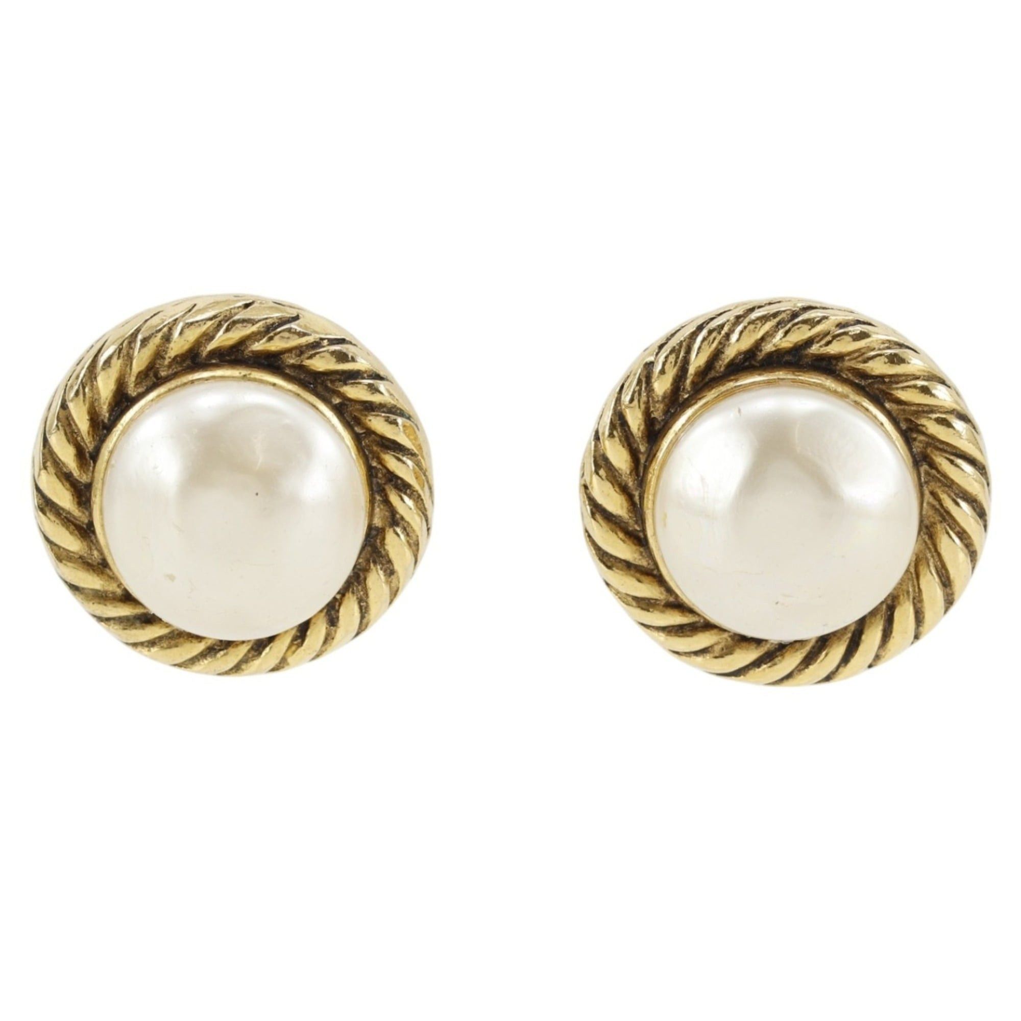 Chanel Chanel earrings, gold plated with faux pearls, approximately 24.6g, women's. Size ONE SIZE - 1 Thumbnail