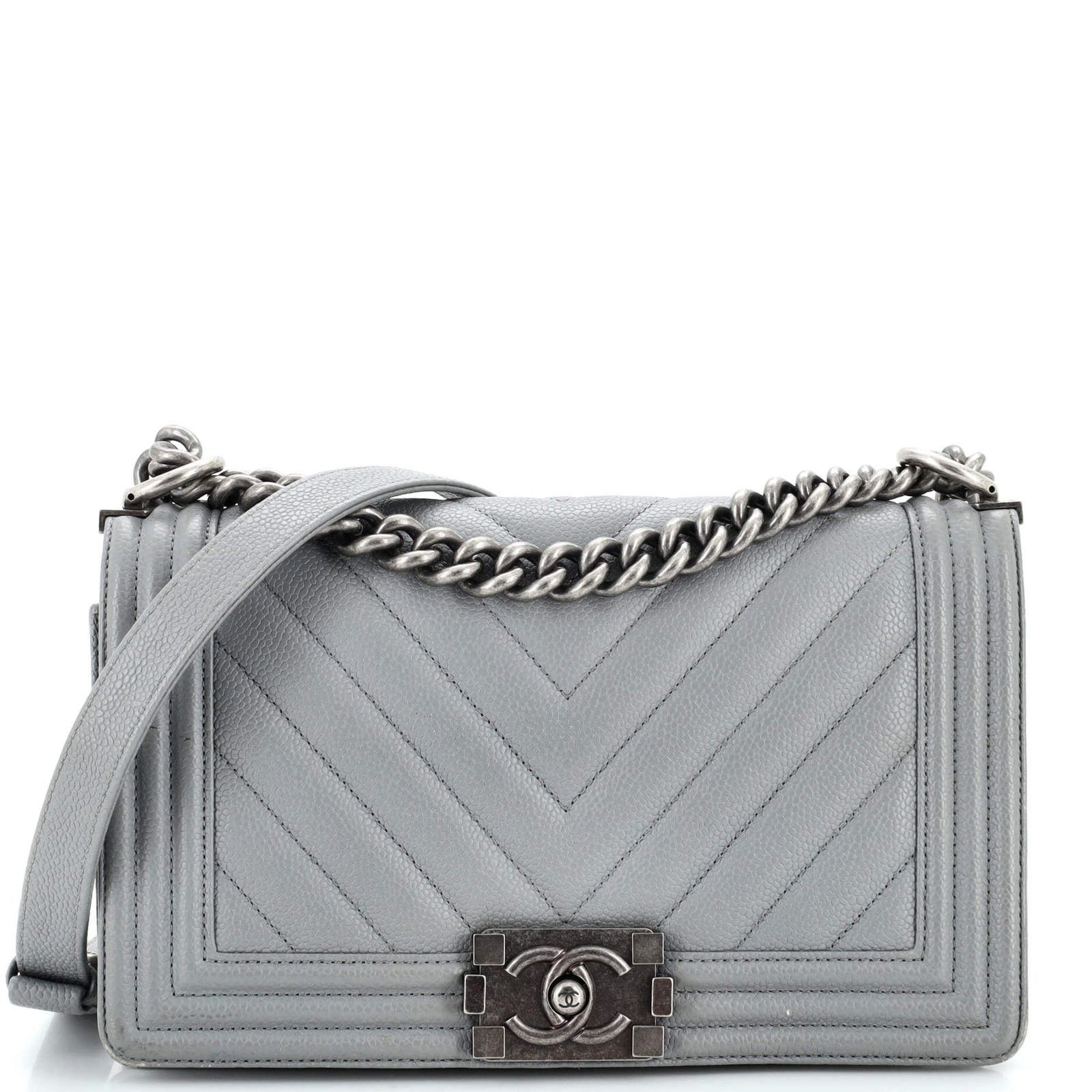 Boy Flap Bag Chevron Caviar Old Medium