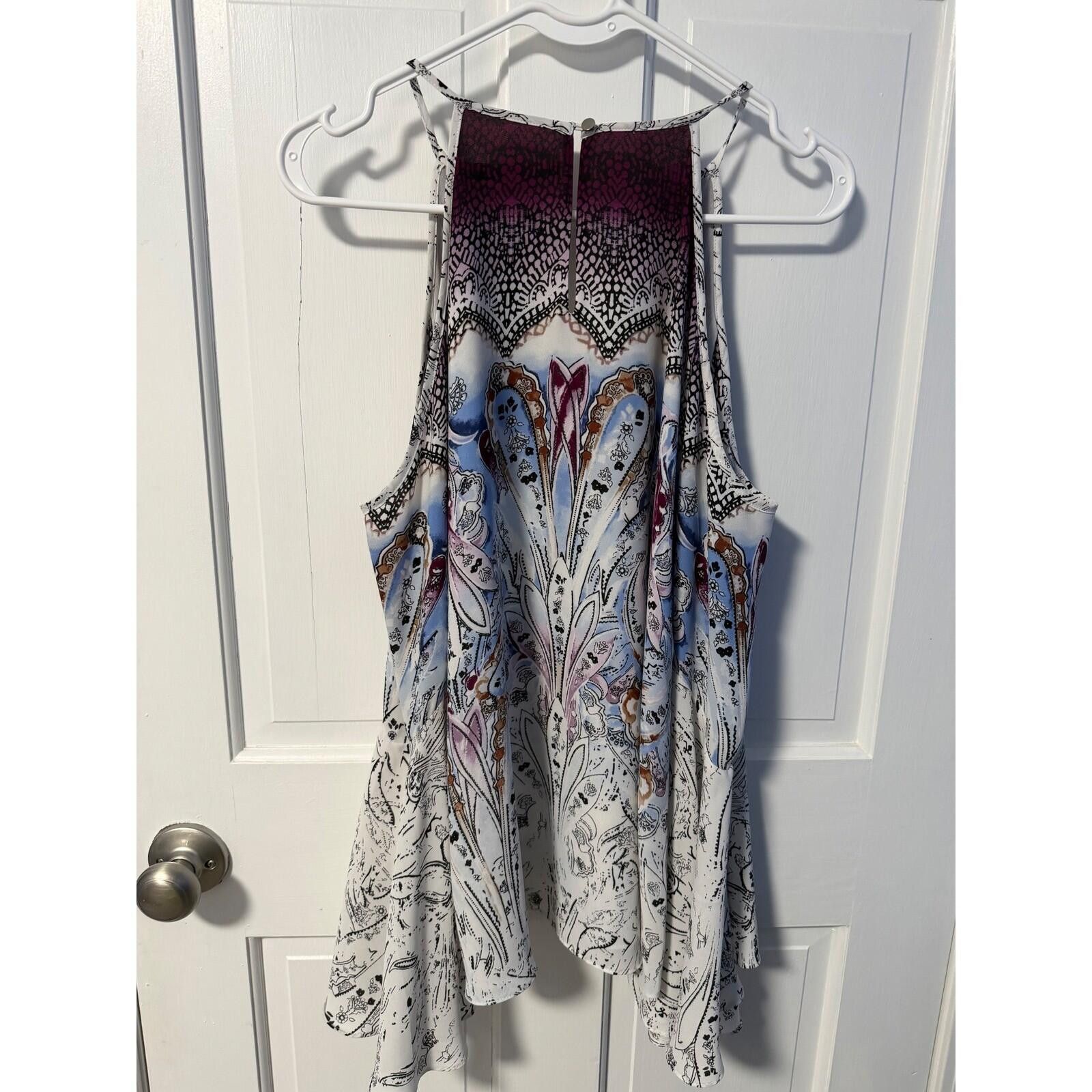 Other White House Black Market Cold Shoulder Top 4P Blue Paisley Size S / US 4 / IT 40 - 3 Thumbnail