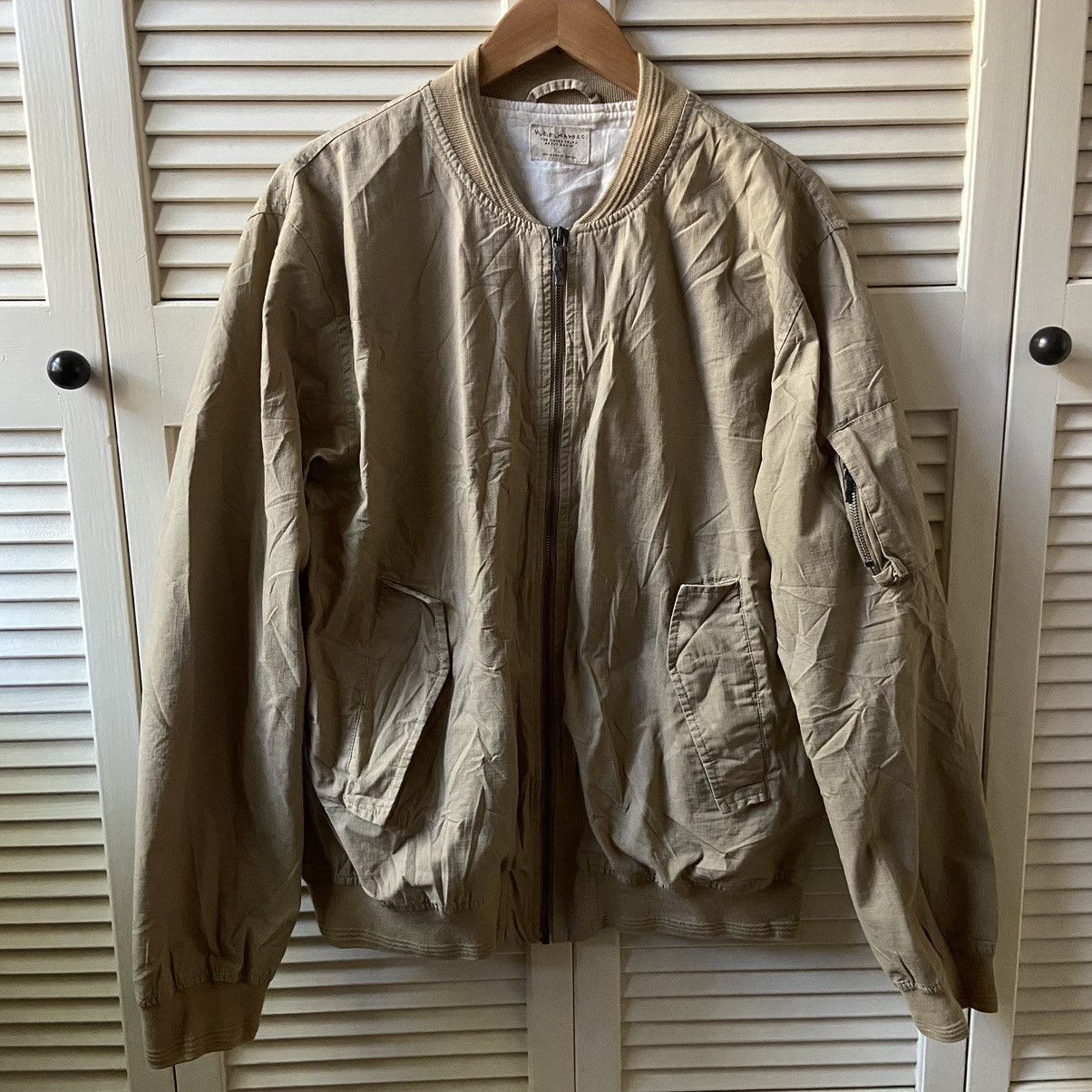 Nudie Jeans Nudie Jeans RipStop Alexander Bomber Jacket Beige Brown MA-1 Size US XL / EU 56 / 4 - 2 Thumbnail