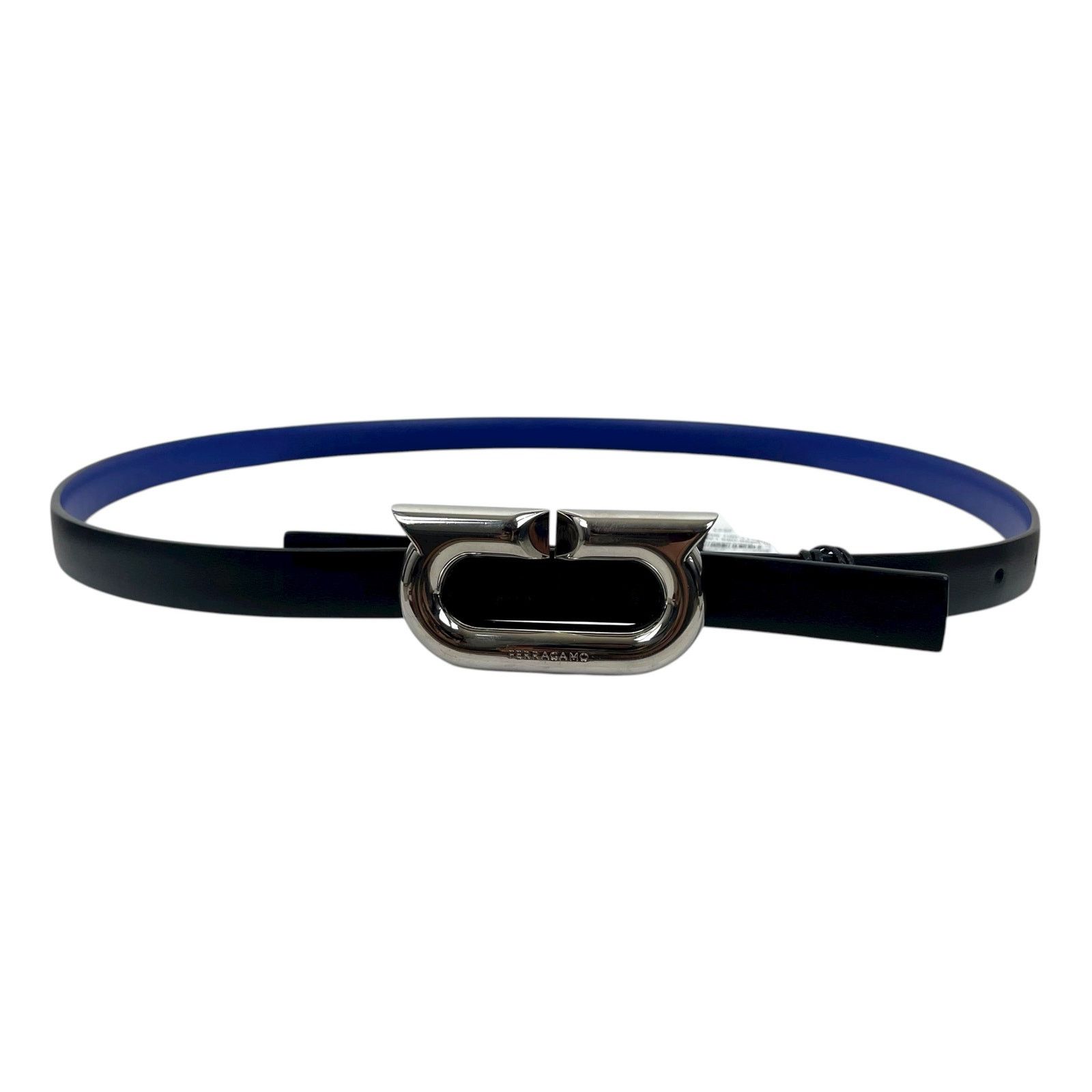 Salvatore Ferragamo Gancio Ellipse Skinny Leather Belt Size 80/32\