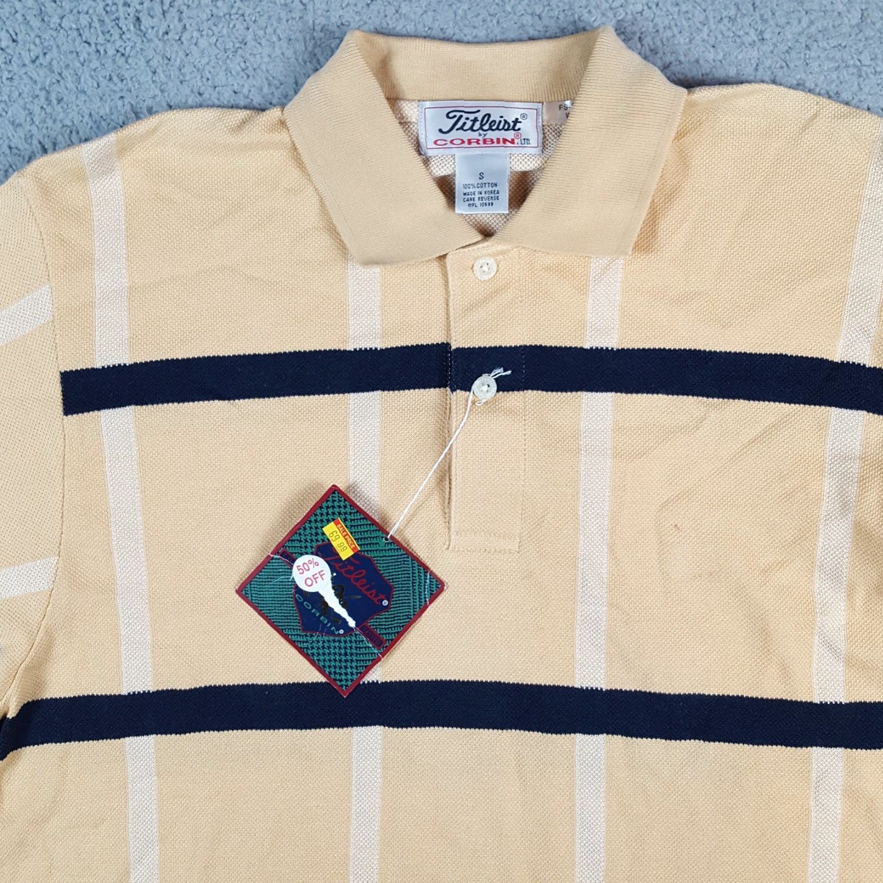 Titleist VINTAGE Titleist Polo Shirt Mens S Yellow Striped Golf Casual 90s Preppy Button Collar Shirt Size US S / EU 44-46 / 1 - 2 Thumbnail