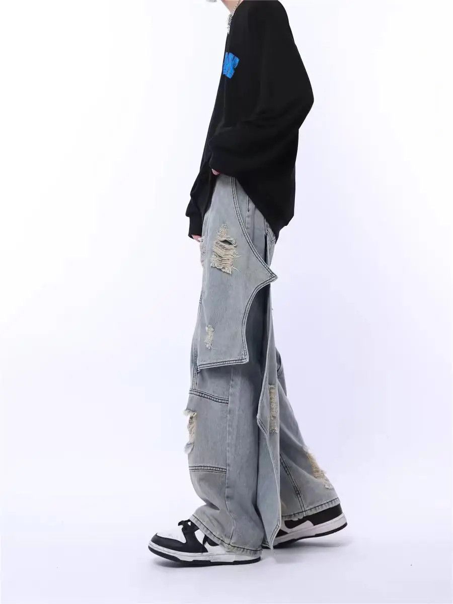 Japanese Brand × Jean Hip hop patchwork ripped Harajuku street jeans Size US 32 / EU 48 - 3 Thumbnail