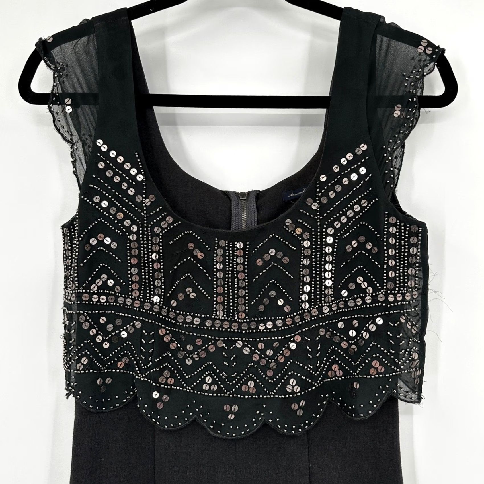 American Eagle Outfitters American Eagle Outfitters Womens XS Black Sequin Embellished Mini Bodycon Dress Size XS / US 0-2 / IT 36-38 - 2 Thumbnail