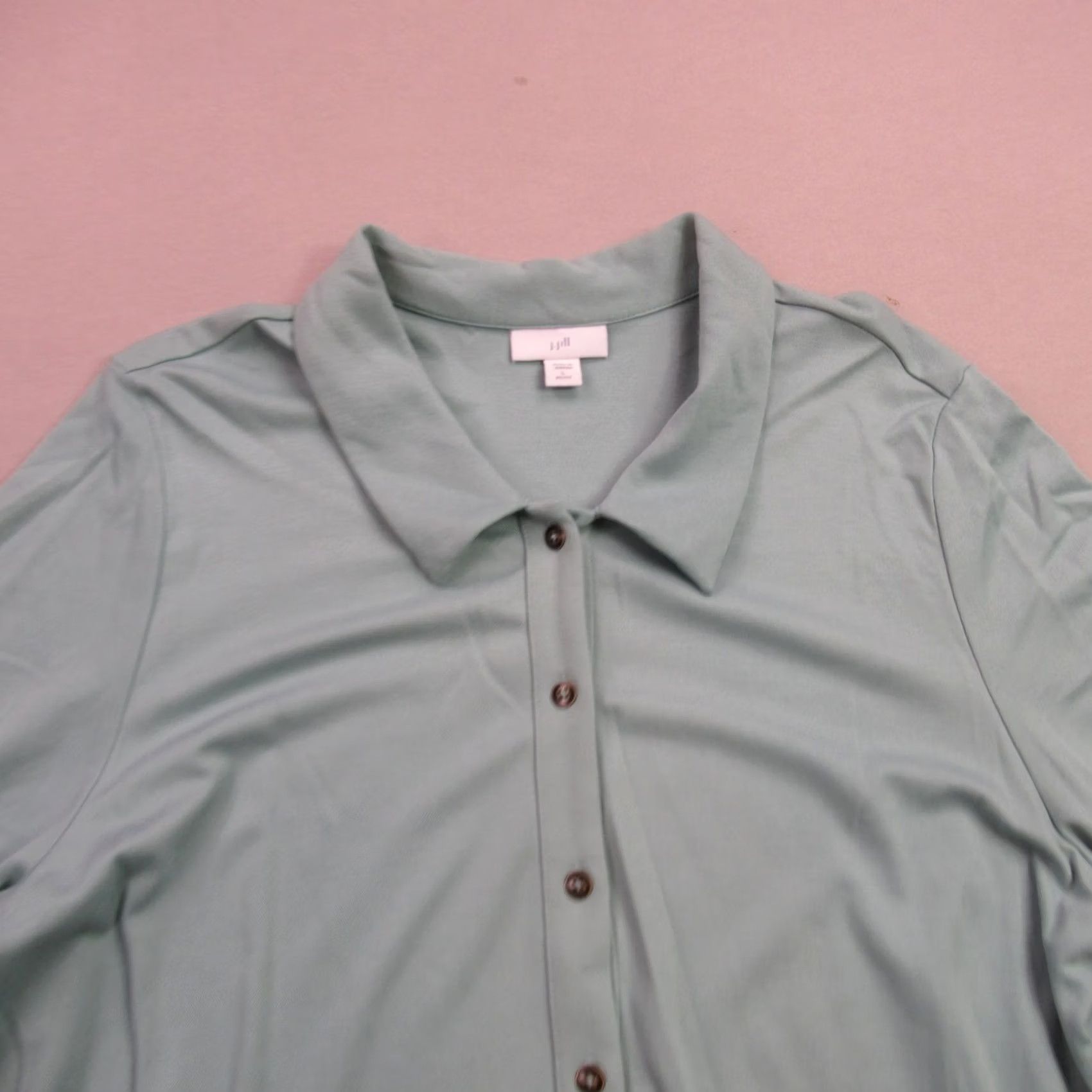 J. Jill J Jill Shirt Womens Large Petite Long Sleeve Button Front Casual Green Size L / US 10 / IT 46 - 3 Thumbnail