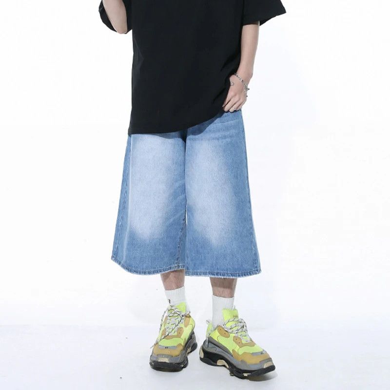 Japanese Brand Casual Male Jeans Wide Leg Denim Jorts Size US 33 - 3 Thumbnail