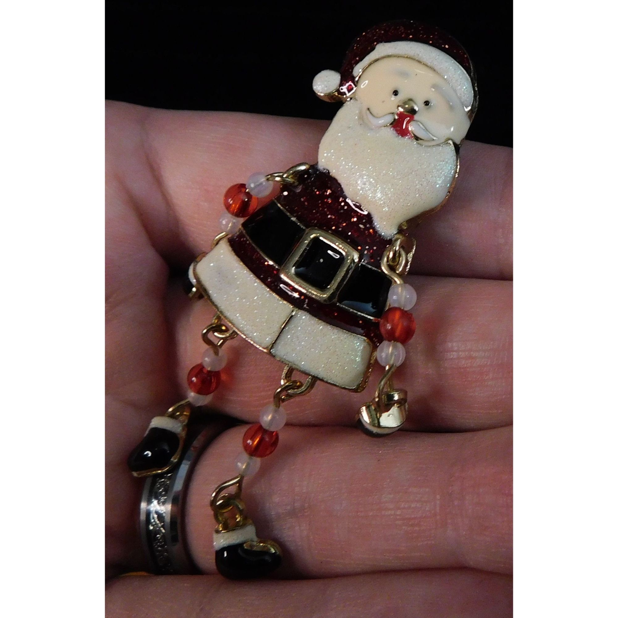 Other Vintage Dangling Beaded Limb Santa Brooch Size ONE SIZE - 7 Thumbnail