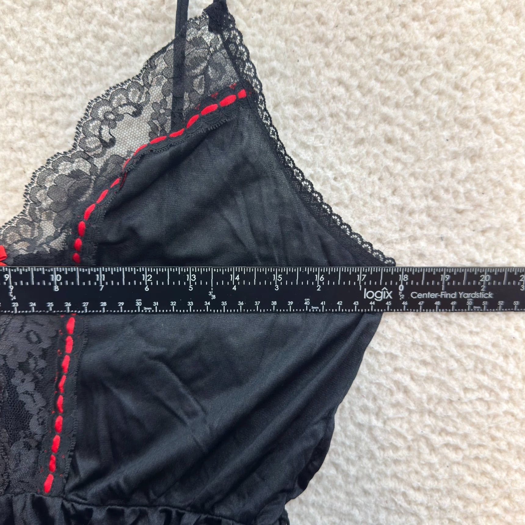Vintage VINTAGE Camisole Slip Lingerie Large Black Red Lace Bow Edwardian Goth Size ONE SIZE - 6 Thumbnail
