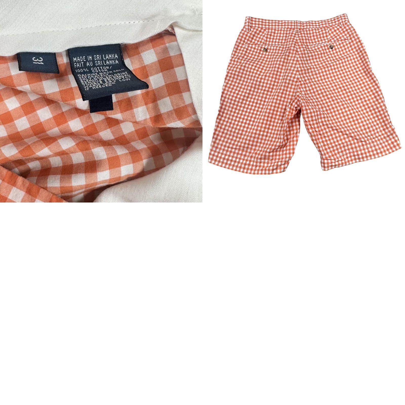 Polo Ralph Lauren Polo Ralph Lauren Shorts Mens 33 Orange White Suffield Short Gingham Cotton Size US XS / EU 42 / 0 - 9 Thumbnail
