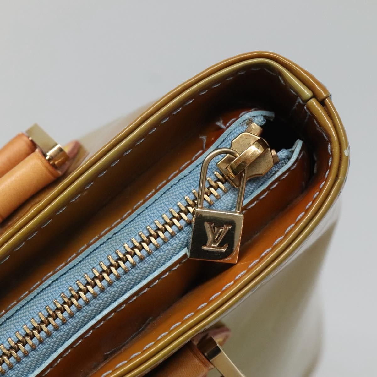 Louis Vuitton LOUIS VUITTON Monogram Vernis Houston Hand Bag Baby Blue Size ONE SIZE - 10 Thumbnail