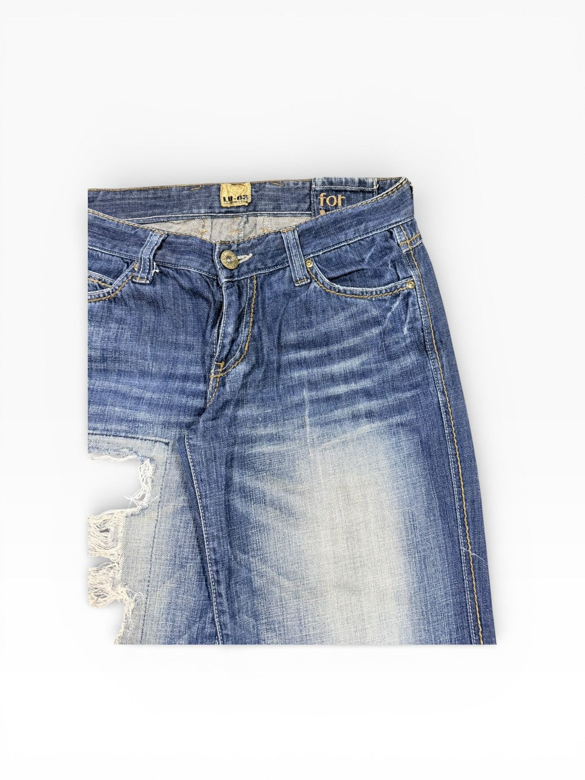 Le Grande Bleu (L.G.B.) LB-03 Flare Patchwork Drawsting Denim Pants Size US 31 - 7 Thumbnail