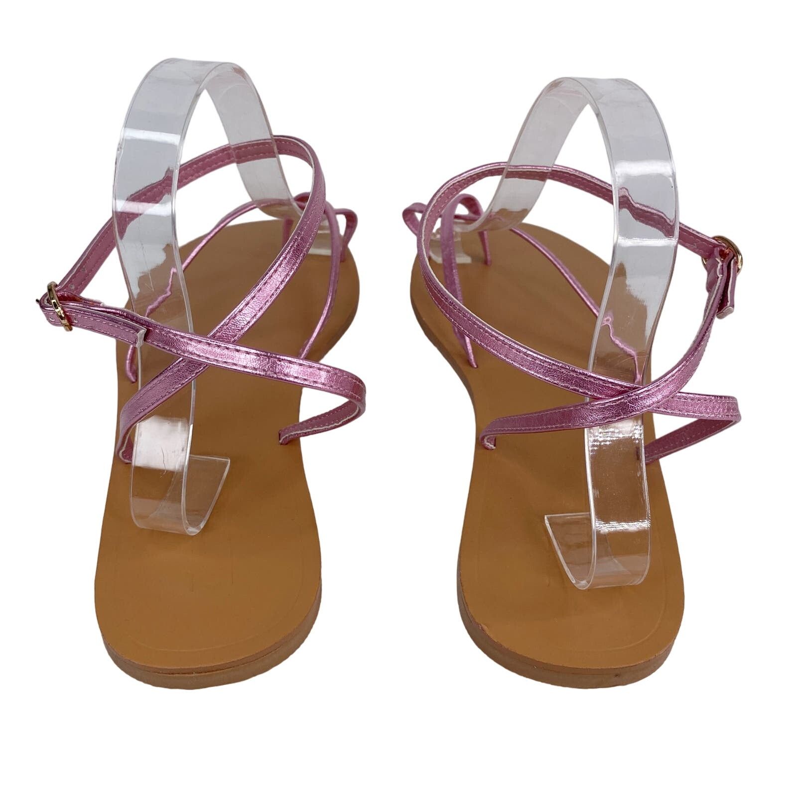 Asos ASOS Sandals 8 Pink Metallic Ankle Strap New Size US 8 / IT 38 - 4 Thumbnail