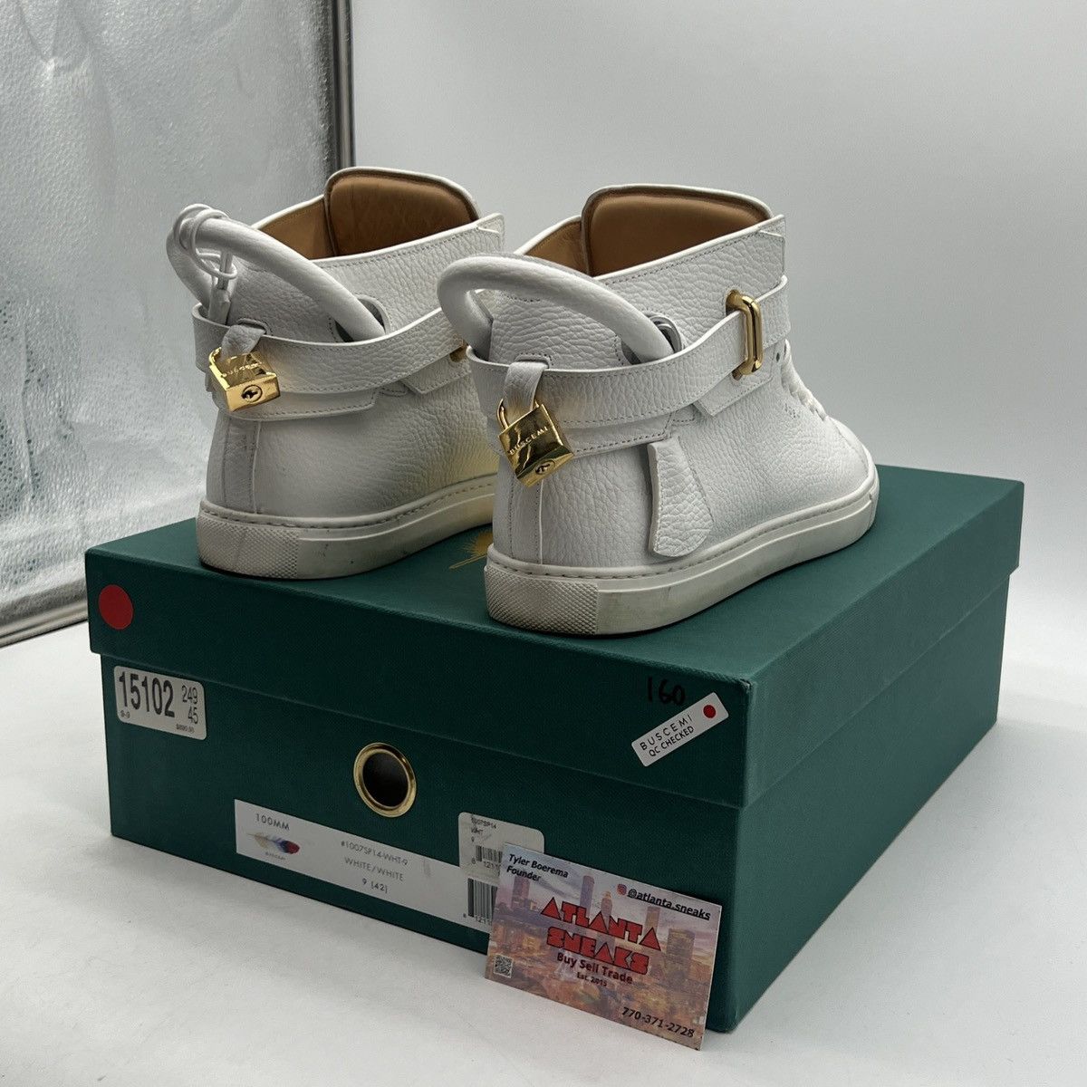 Buscemi Buscemi Mens 100MM White Leather High Top Sneakers Shoes Size US 9 / EU 42 - 5 Thumbnail