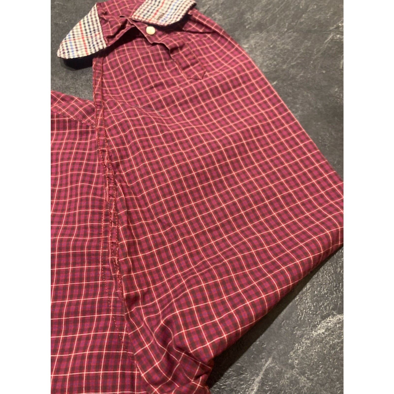 Vintage VINTAGE Black Brown 1826 Men's Shirt 2XL Long Sleeve Dark Red Plaid Cotton Button-Up Size US XXL / EU 58 / 5 - 2 Thumbnail