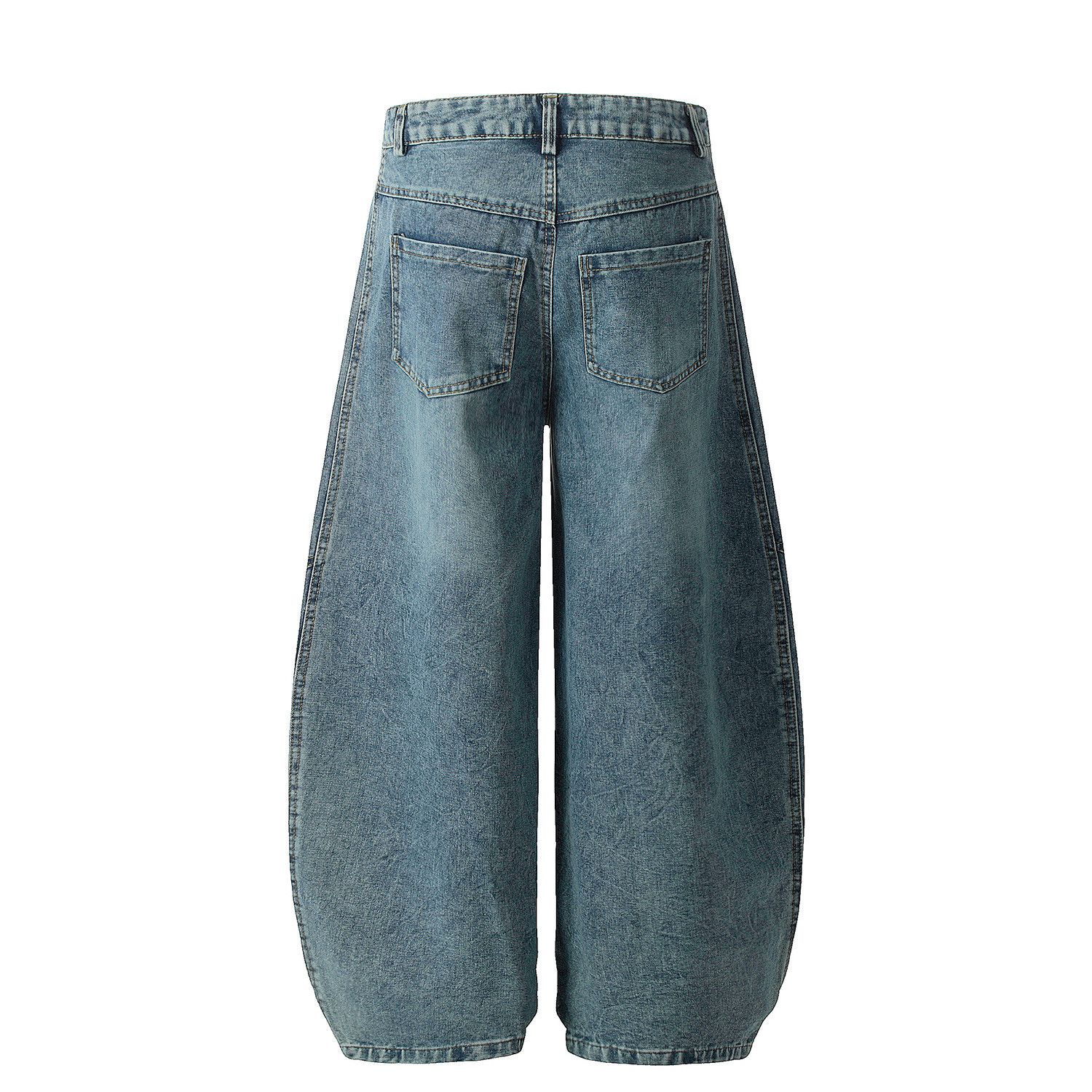 Vintage Retro patchwork washed loose straight distressed jeans men Size US 32 / EU 48 - 2 Thumbnail