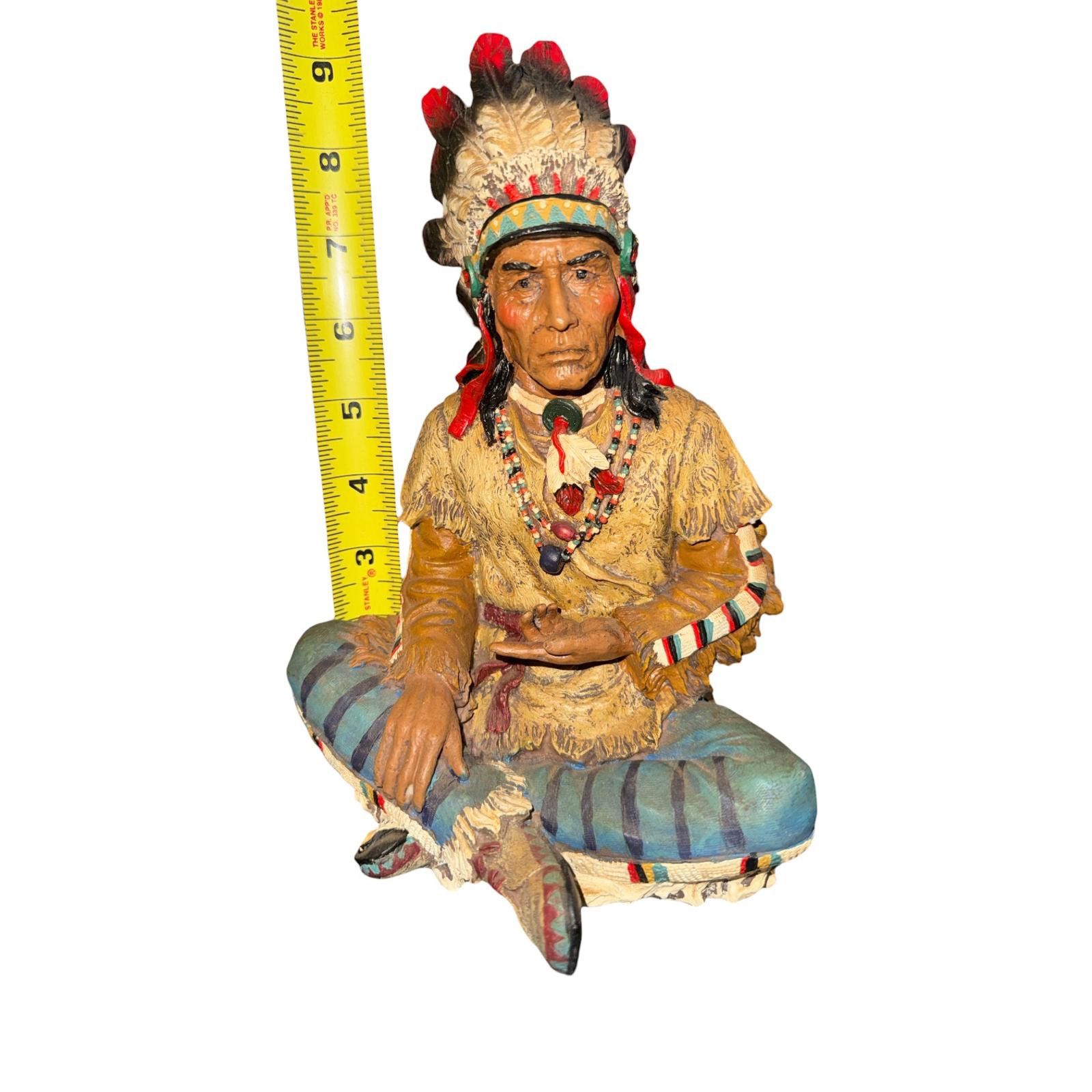 Unknown London Native American Chief Figurine Statue with Feathered Headdd Size ONE SIZE - 1 Thumbnail