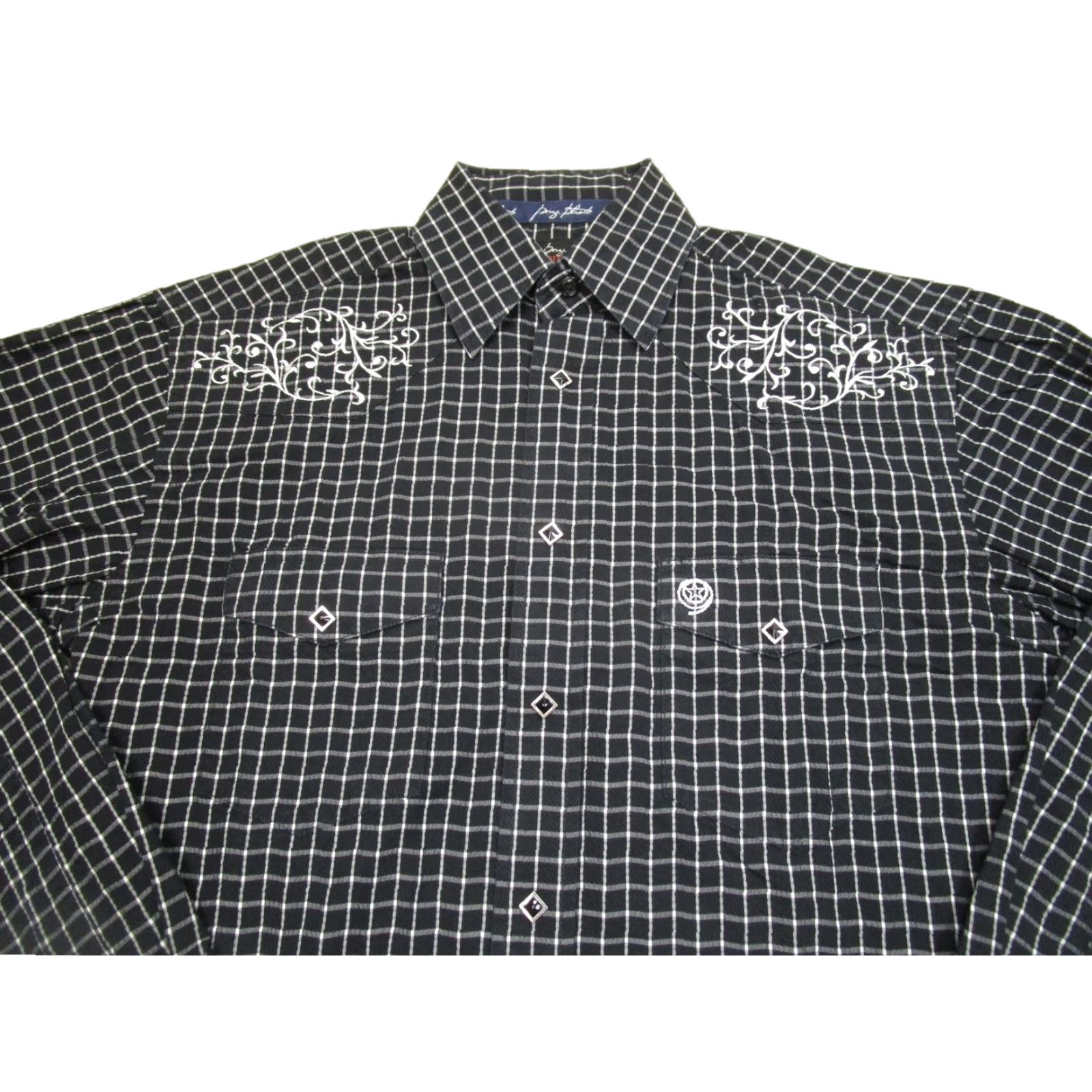 Wrangler Wrangler George Strait Shirt Men Medium Black Check Embroidered Logo Button-Up Size US M / EU 48-50 / 2 - 1 Thumbnail