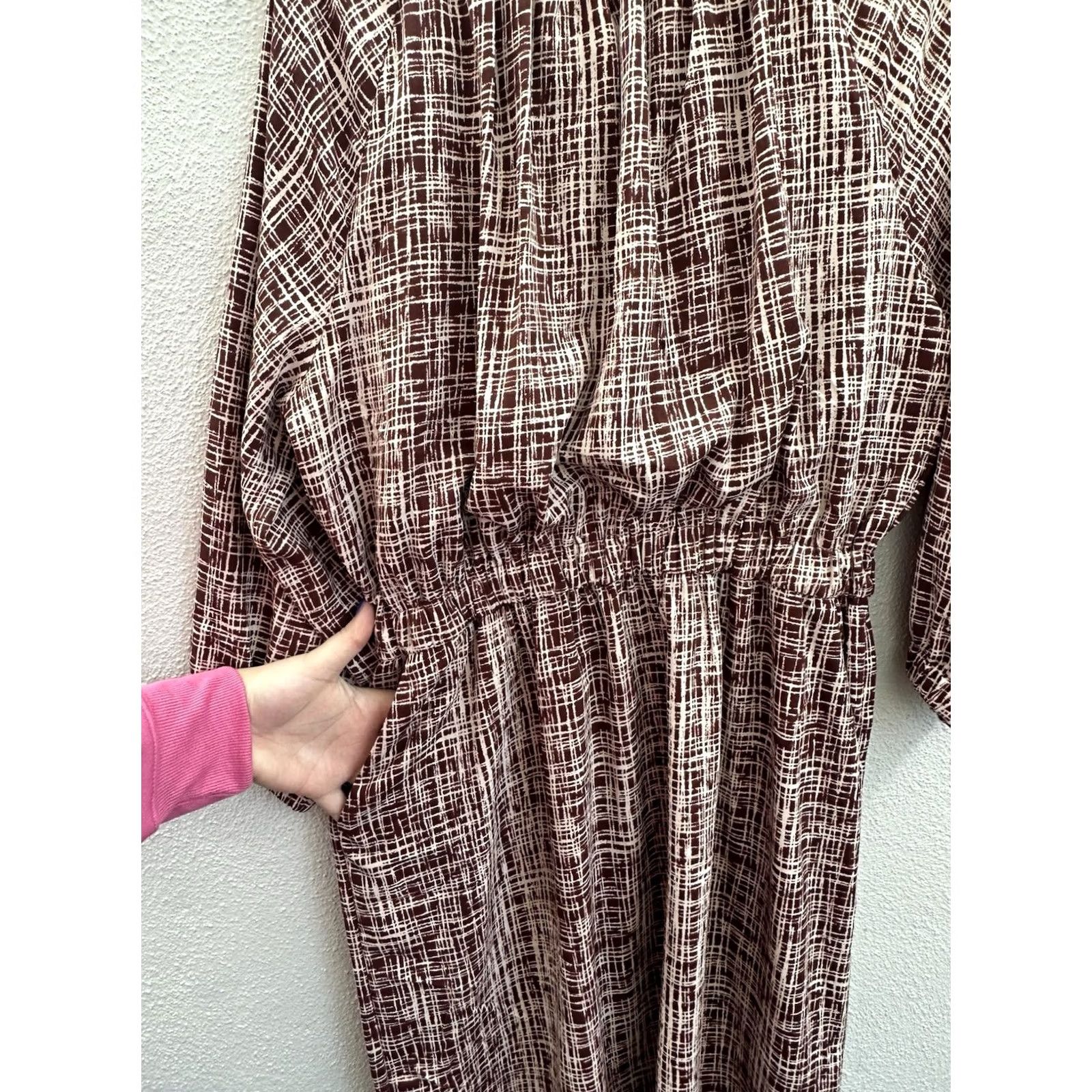 Vintage Prologue Womens Dress Midi Red Long Sleeve Button Pockets Classic Vintage? No, Regular M Size M / US 6-8 / IT 42-44 - 3 Thumbnail
