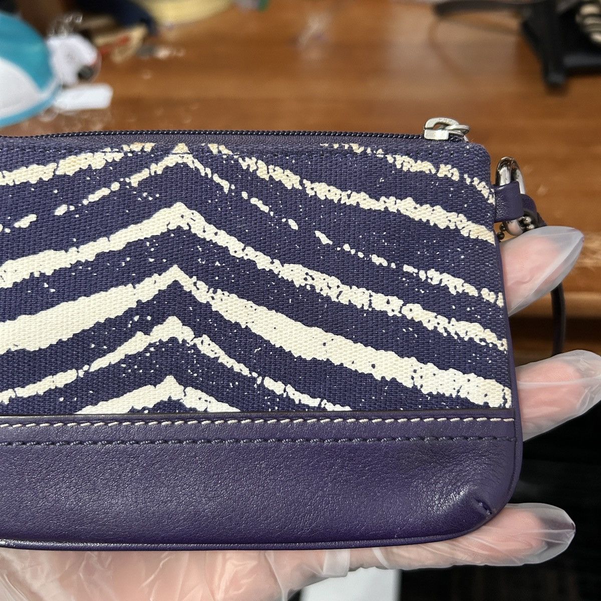Coach Coach Purple And Cream Artsy Abstract Wristlet - “Samia” Size ONE SIZE - 7 Thumbnail