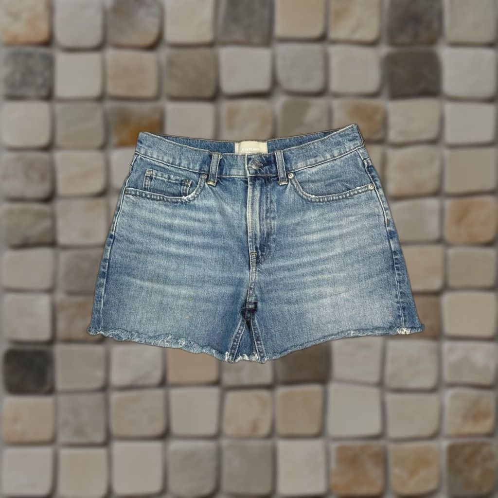 Everlane Everlane Denim Shorts Womens 27 Blue Cut Off Cotton High Rise Frayed Hem Size 27" / US 4 / IT 40 - 1 Thumbnail