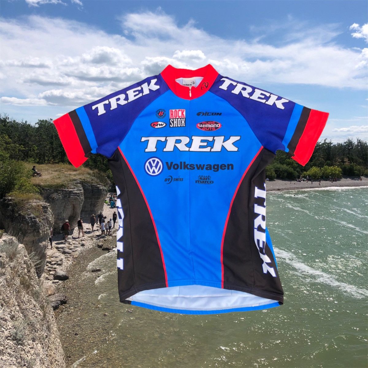 Vintage Trek Volkswagen Cycling Blue Jersey Size US L / EU 52-54 / 3 - 1 Thumbnail