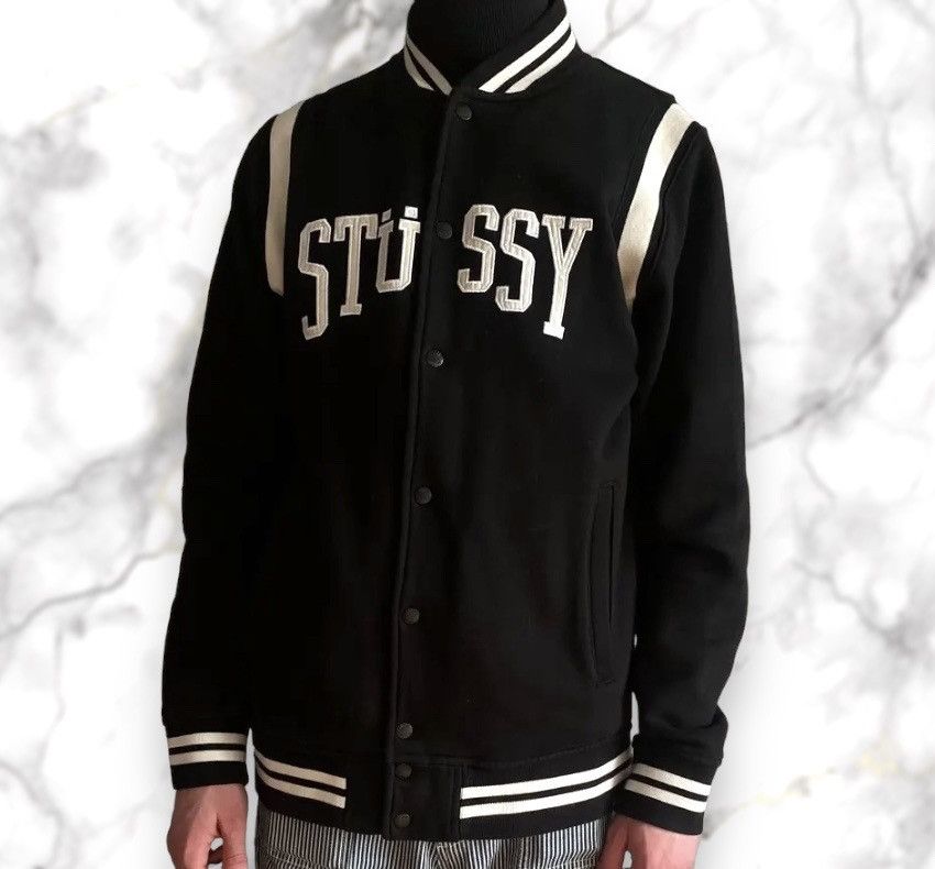 image of Jacket Bomber Stussy Big Logo International Size L in Black White, Men's
