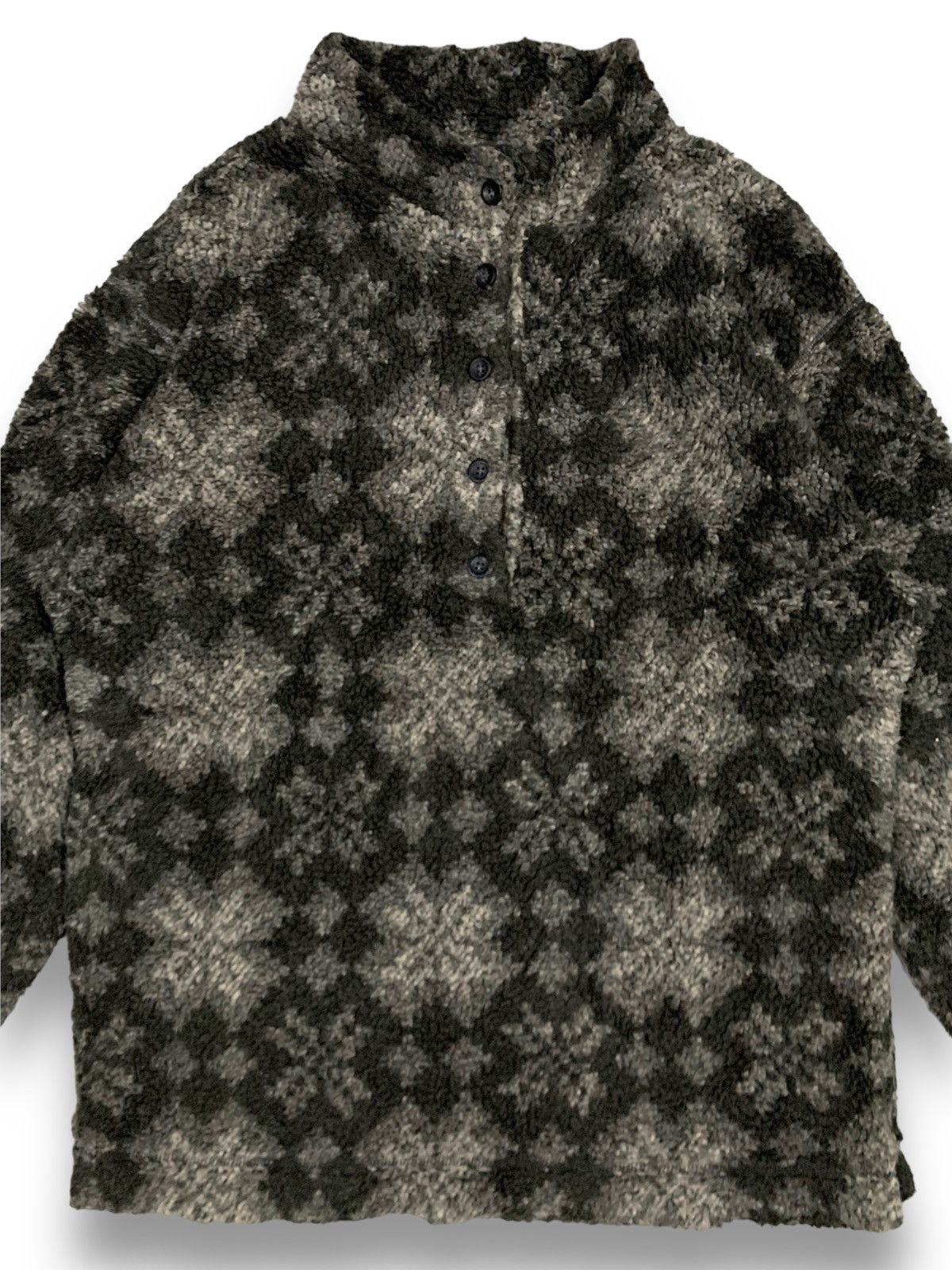 L.L. Bean Vintage 80s L.L.Bean Half Button Snowflake Fleece Sweatshirt Size US M / EU 48-50 / 2 - 3 Thumbnail