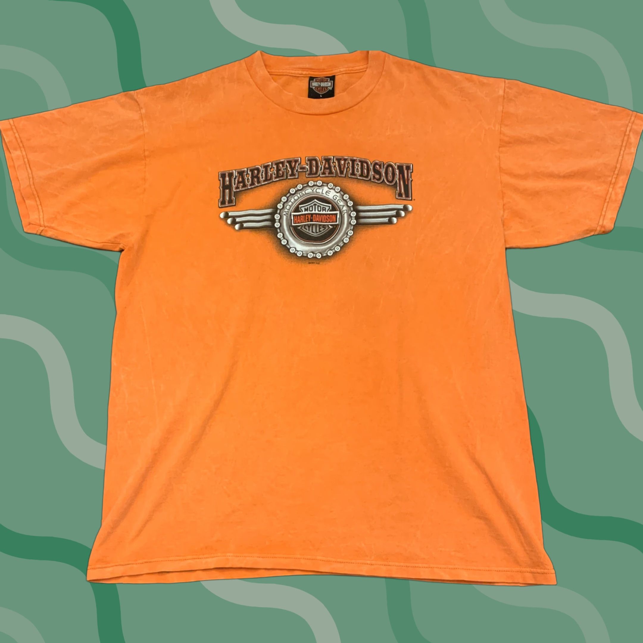 Harley Davidson VINTAGE Harley-Davidson Shirt Durango CO USA Stone Wash Orange Large T-Shirt Men Size L Size US L / EU 52-54 / 3 - 1 Thumbnail
