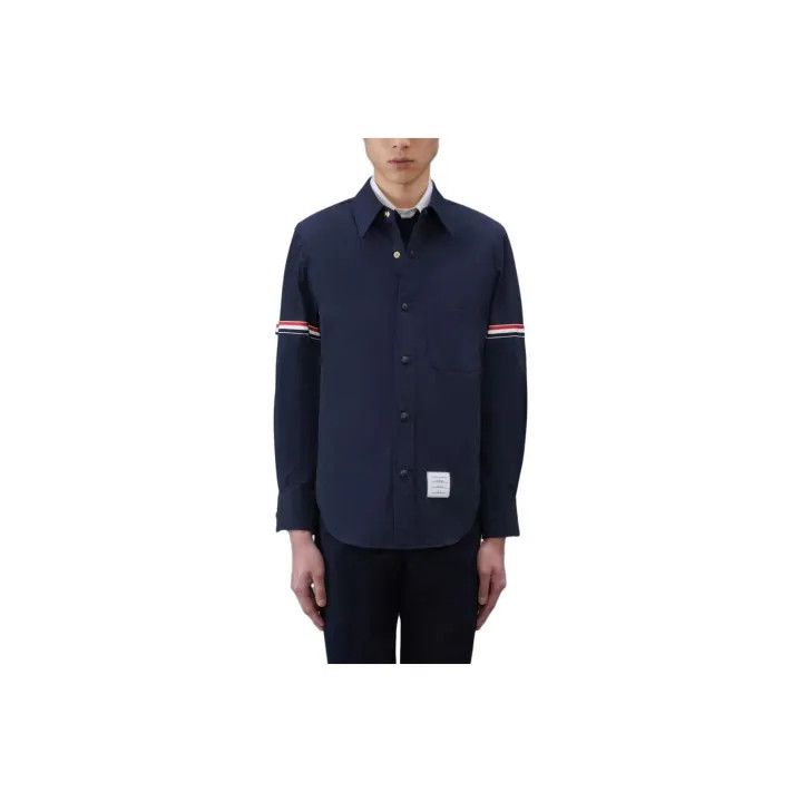 Thom Browne Thom Browne Classic Long Sleeve Shirt with RWB Stripes 0079 Size US S / EU 44-46 / 1 - 1 Thumbnail