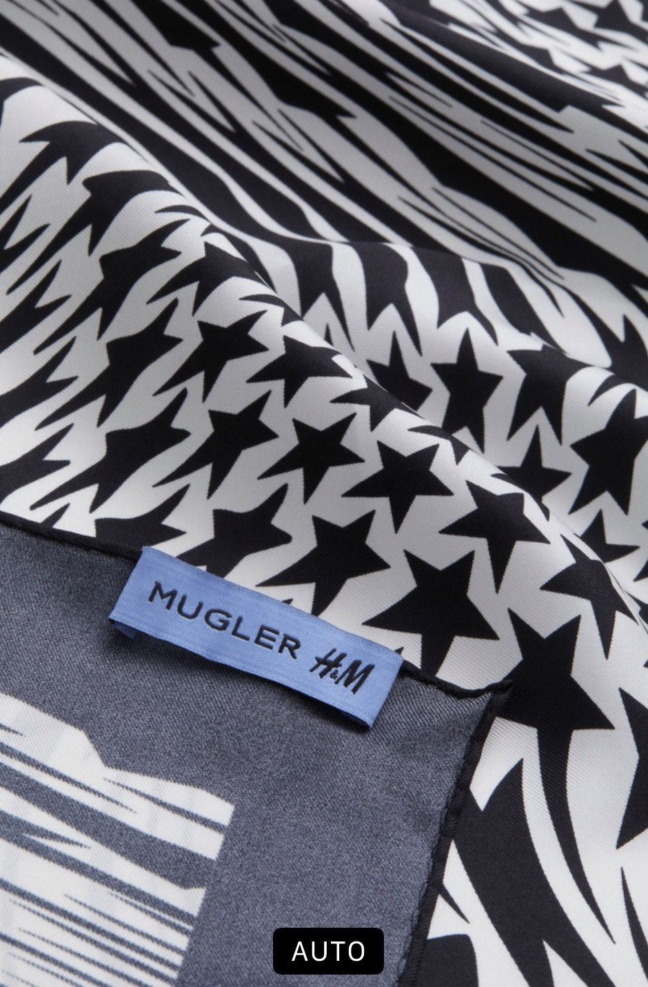 H&M × Mugler × Thierry Mugler Pure silk scarf Mugler Stars B&W Size ONE SIZE - 5 Thumbnail