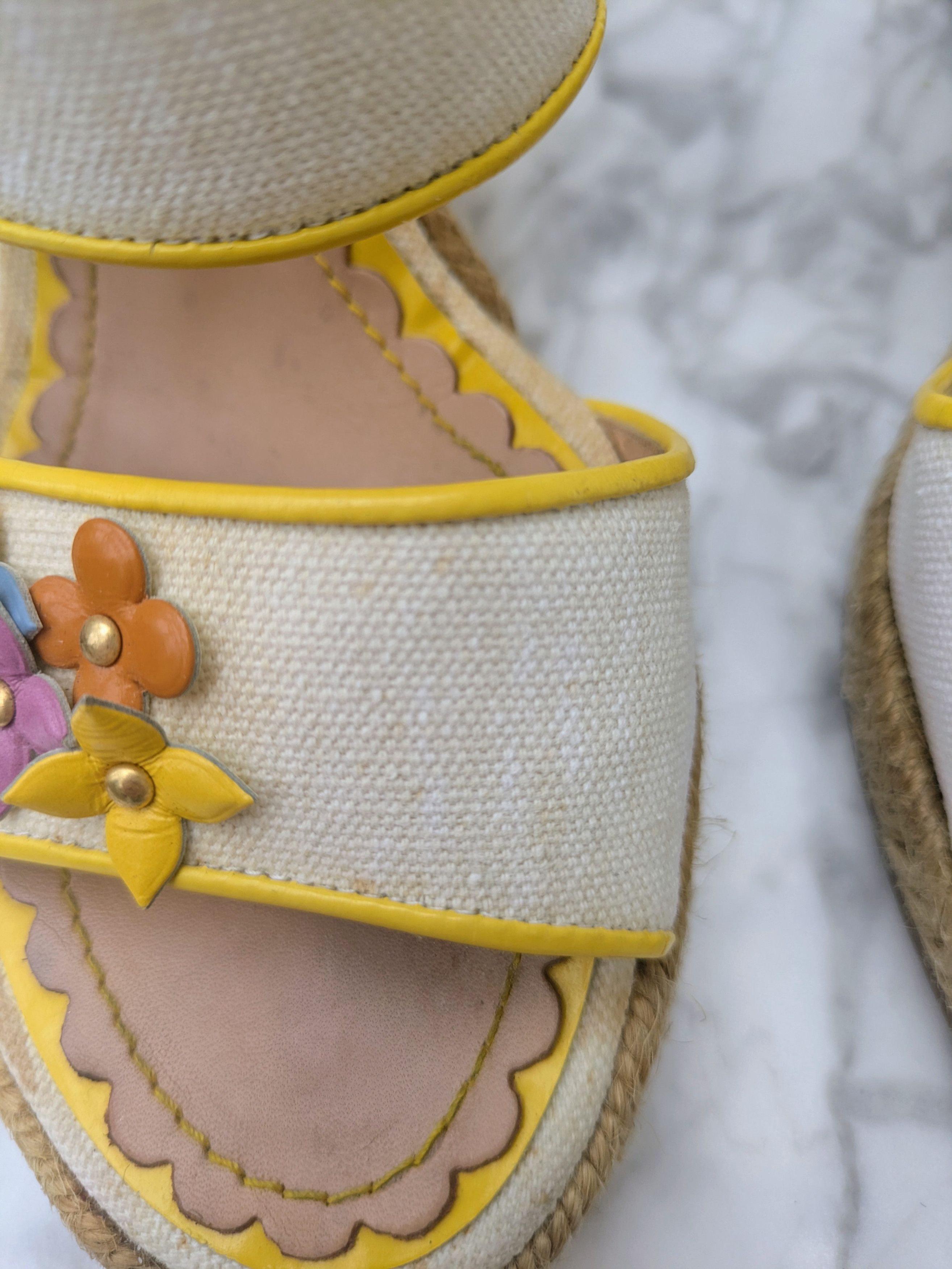 Louis Vuitton Louis Vuitton multicolour flower heeled espadrille sandals Size US 5.5 / IT 35.5 - 8 Thumbnail