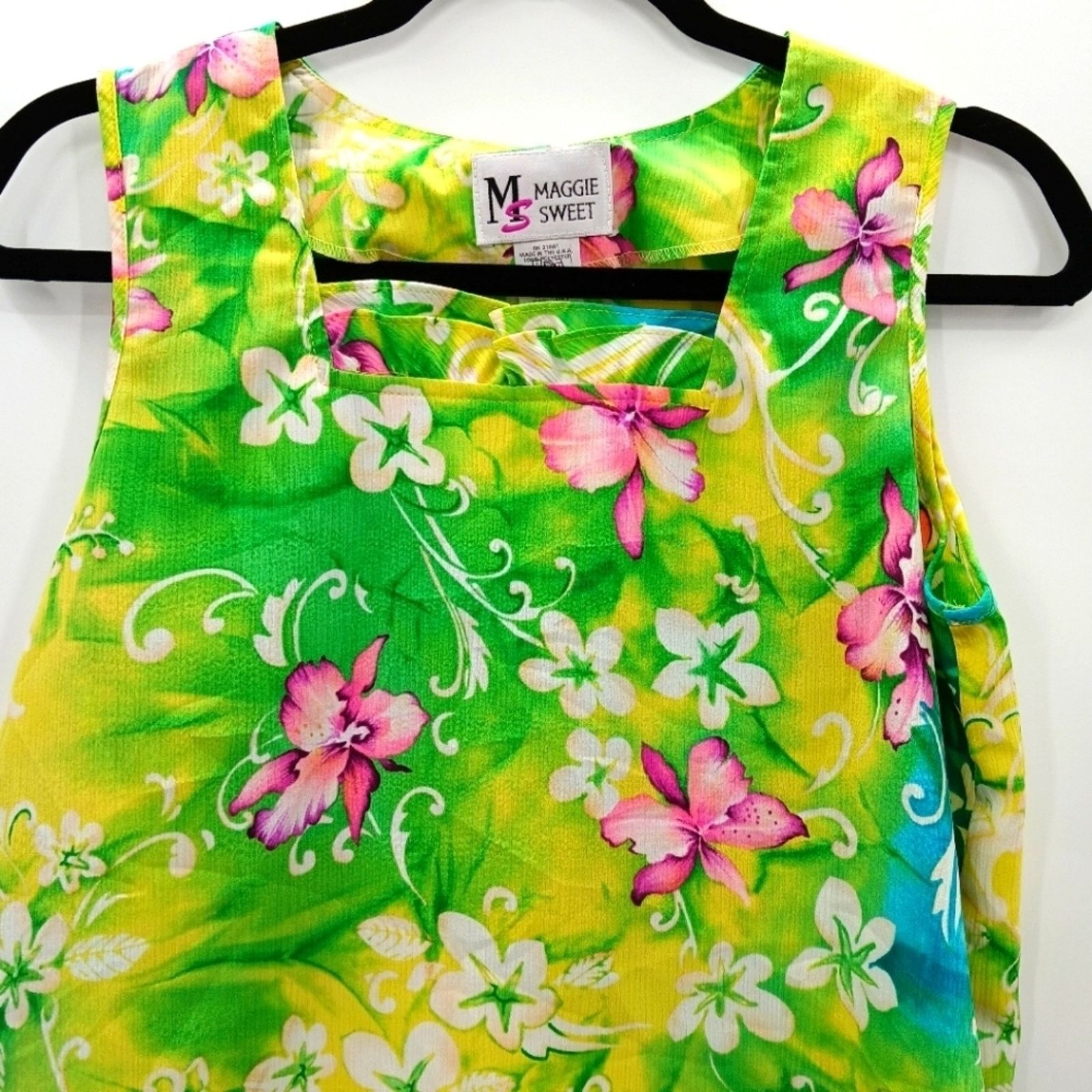 Other Maggie Sweet Yellow Green Floral Sleeveless Blouse Top Small Size S / US 4 / IT 40 - 3 Thumbnail