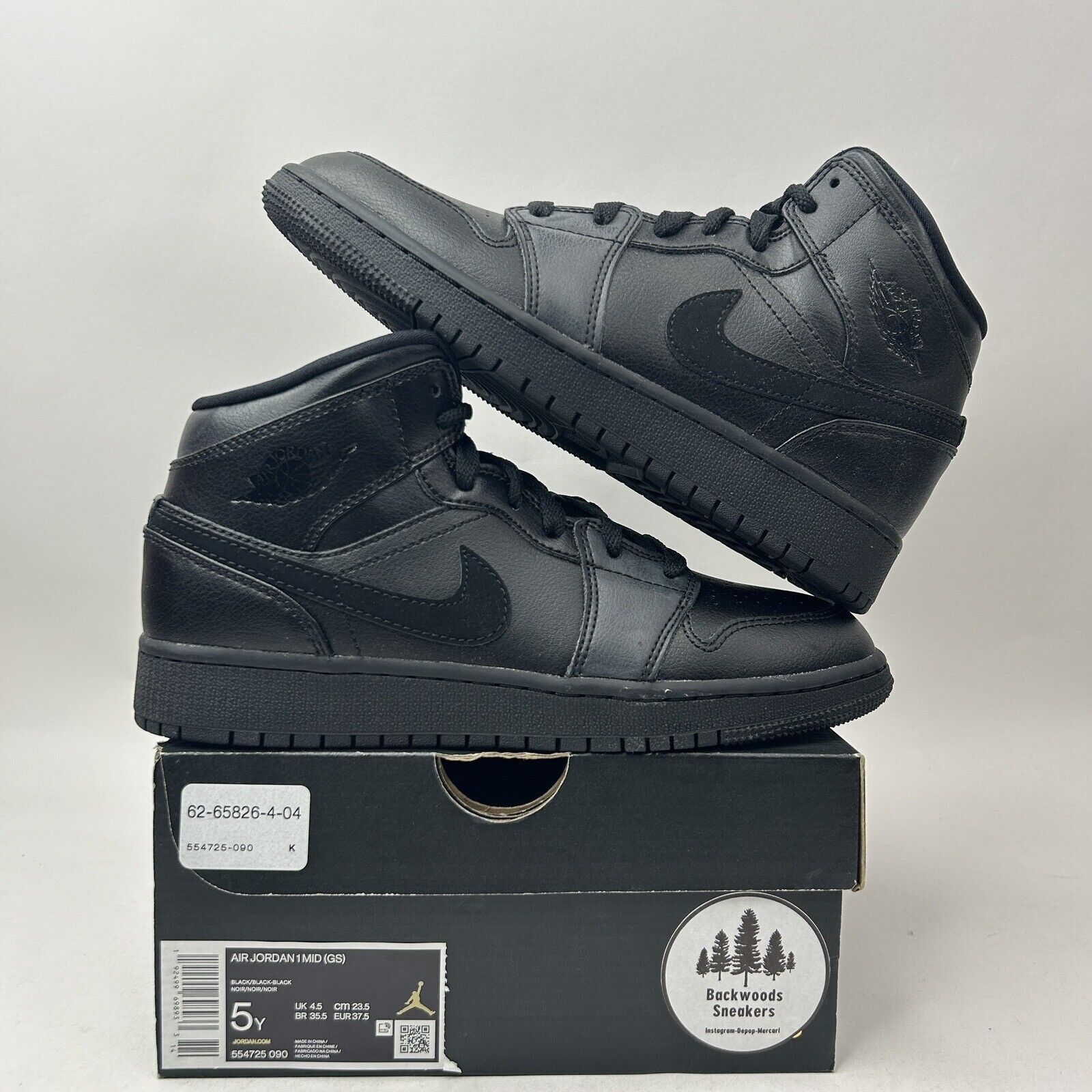Nike Air Jordan 1 Mid GS “Deep Black Nubuck Swoosh” 2023