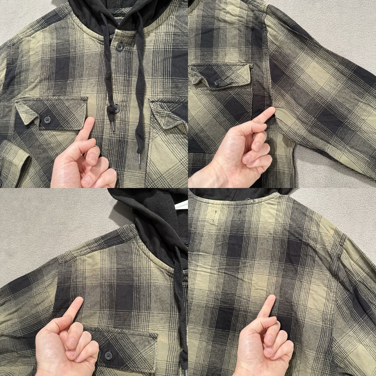 Vintage No Boundaries Shirt Mens Large Olive Green Plaid Hooded Flannel Oversized Fit Size US L / EU 52-54 / 3 - 8 Thumbnail