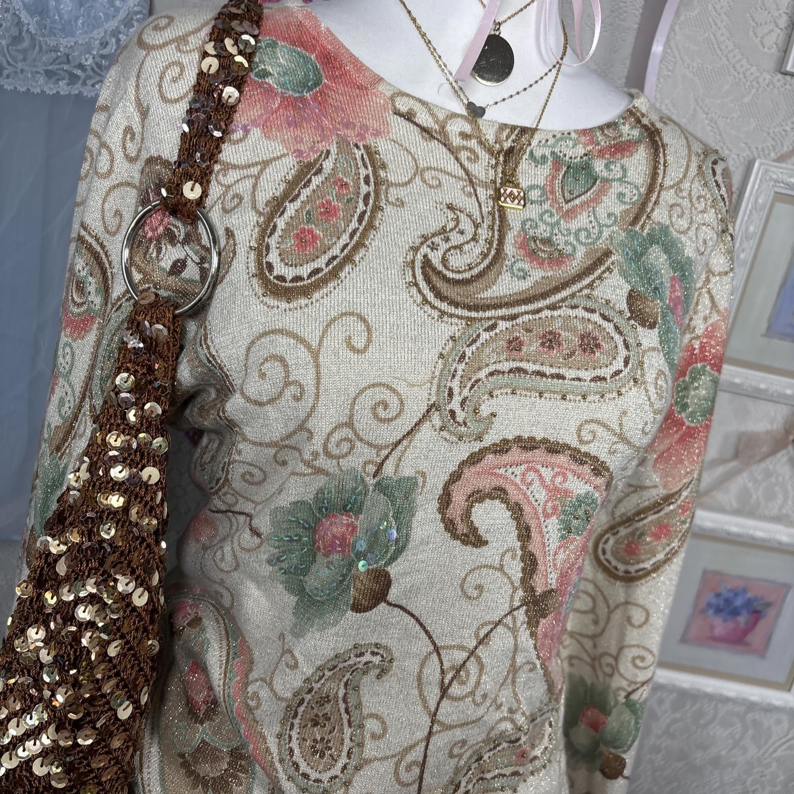 Other vintage sequin beaded floral sweater Size L / US 10 / IT 46 - 5 Thumbnail