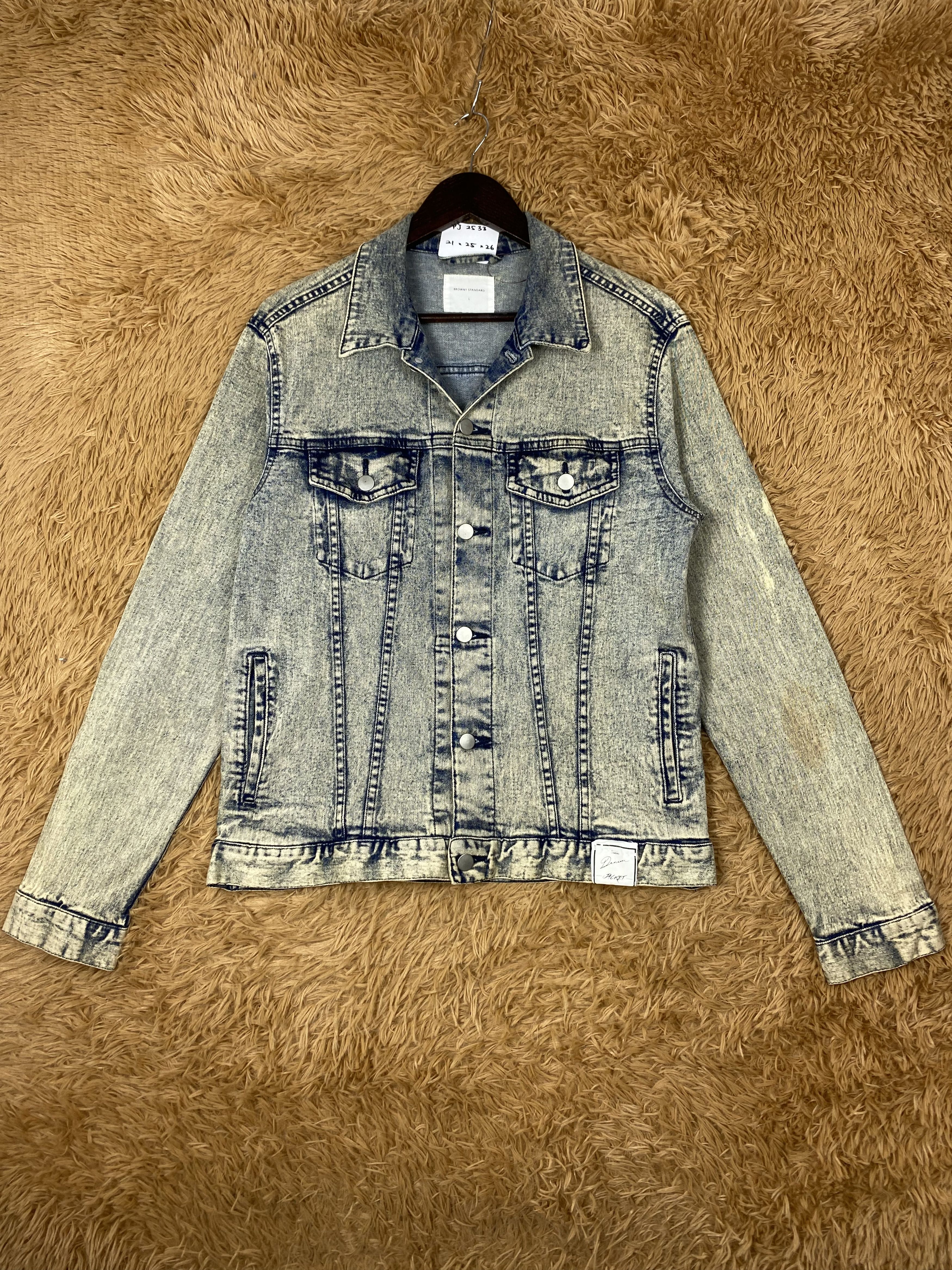Japanese Brand Vintage Browny Standard Acid Wash Denim Jacket PJ02533 Size US L / EU 52-54 / 3 - 1 Thumbnail