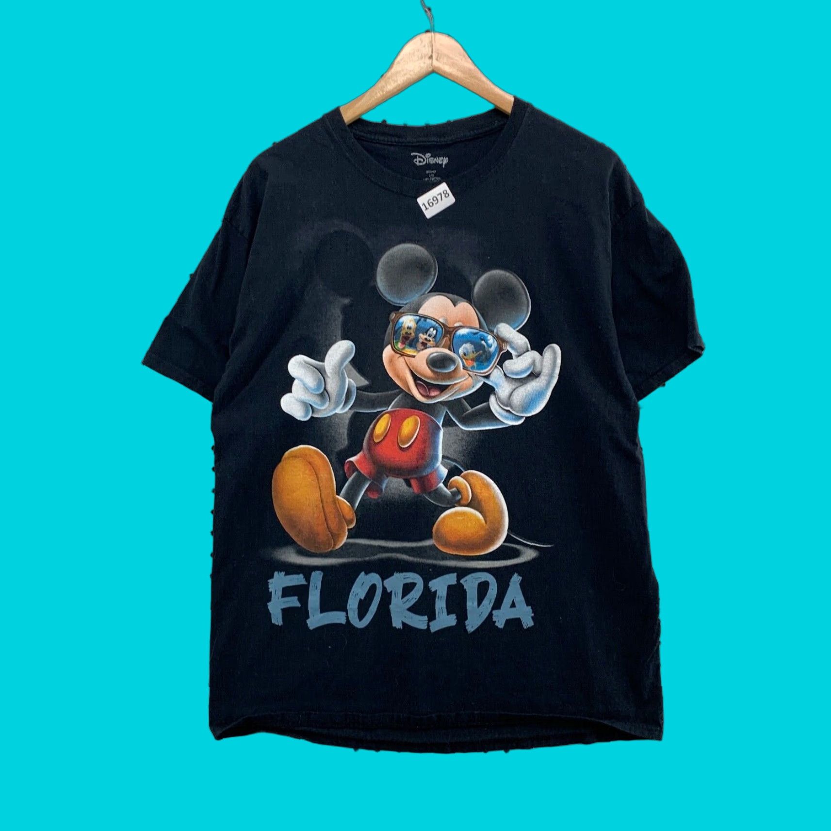 Disney Disney Mickey Mouse Florida Shirt Men L Short Sleeve Crew Neck 20X29 Black Cotton Disney T-Shirt Size US L / EU 52-54 / 3 - 1 Thumbnail