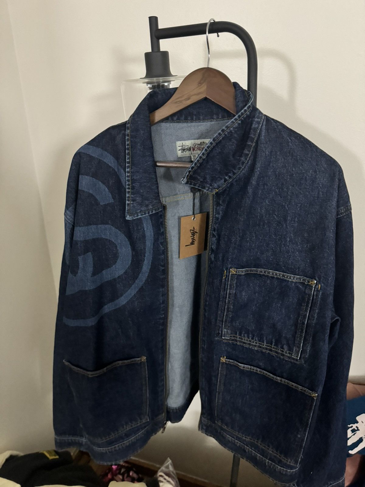 image of Stussy Ss Link Jacket in Denim Blue, Men's (Size 2XL)