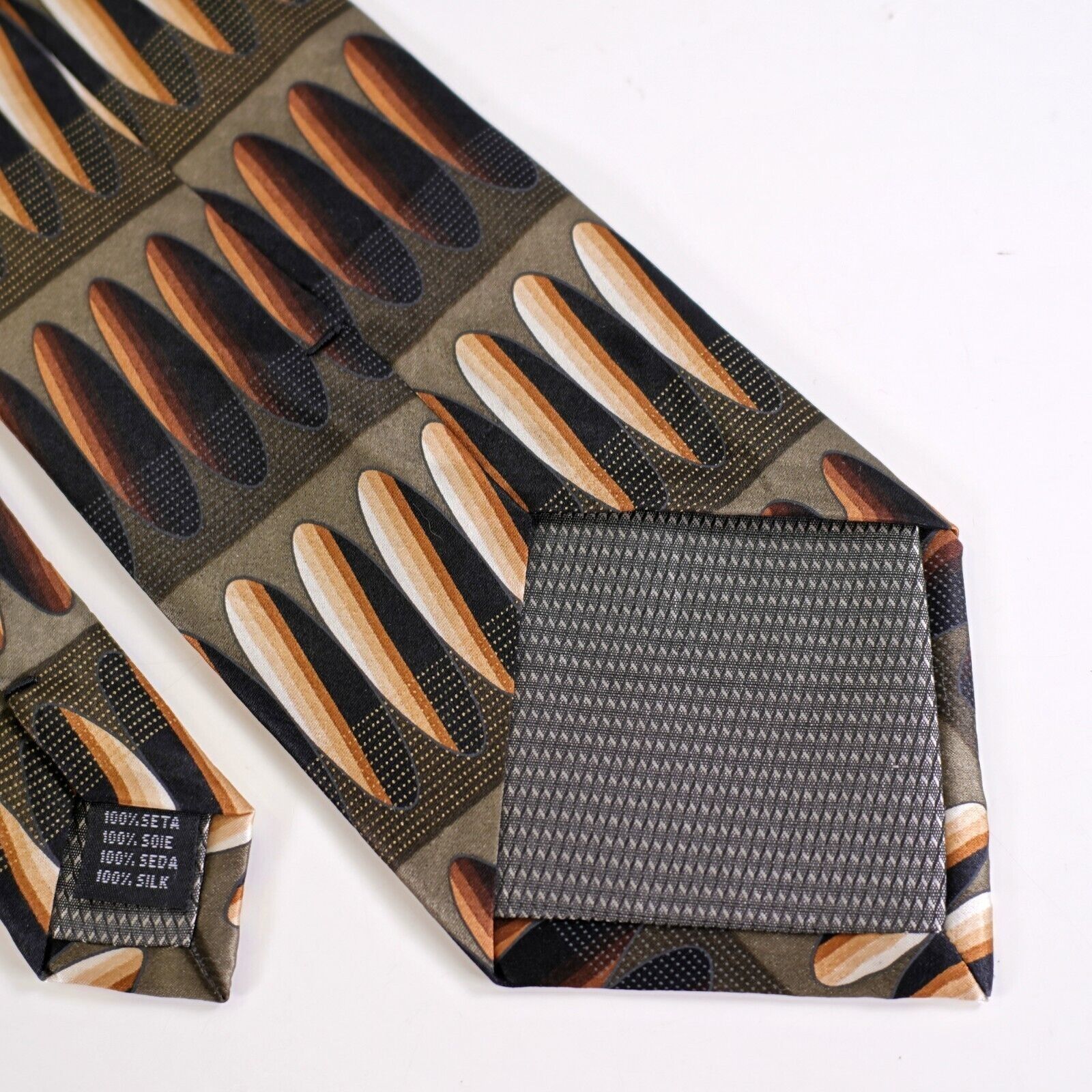 Croft & Barrow Croft & Barrow Green Brown Abstract Print Wide Silk Tie Size ONE SIZE - 5 Thumbnail