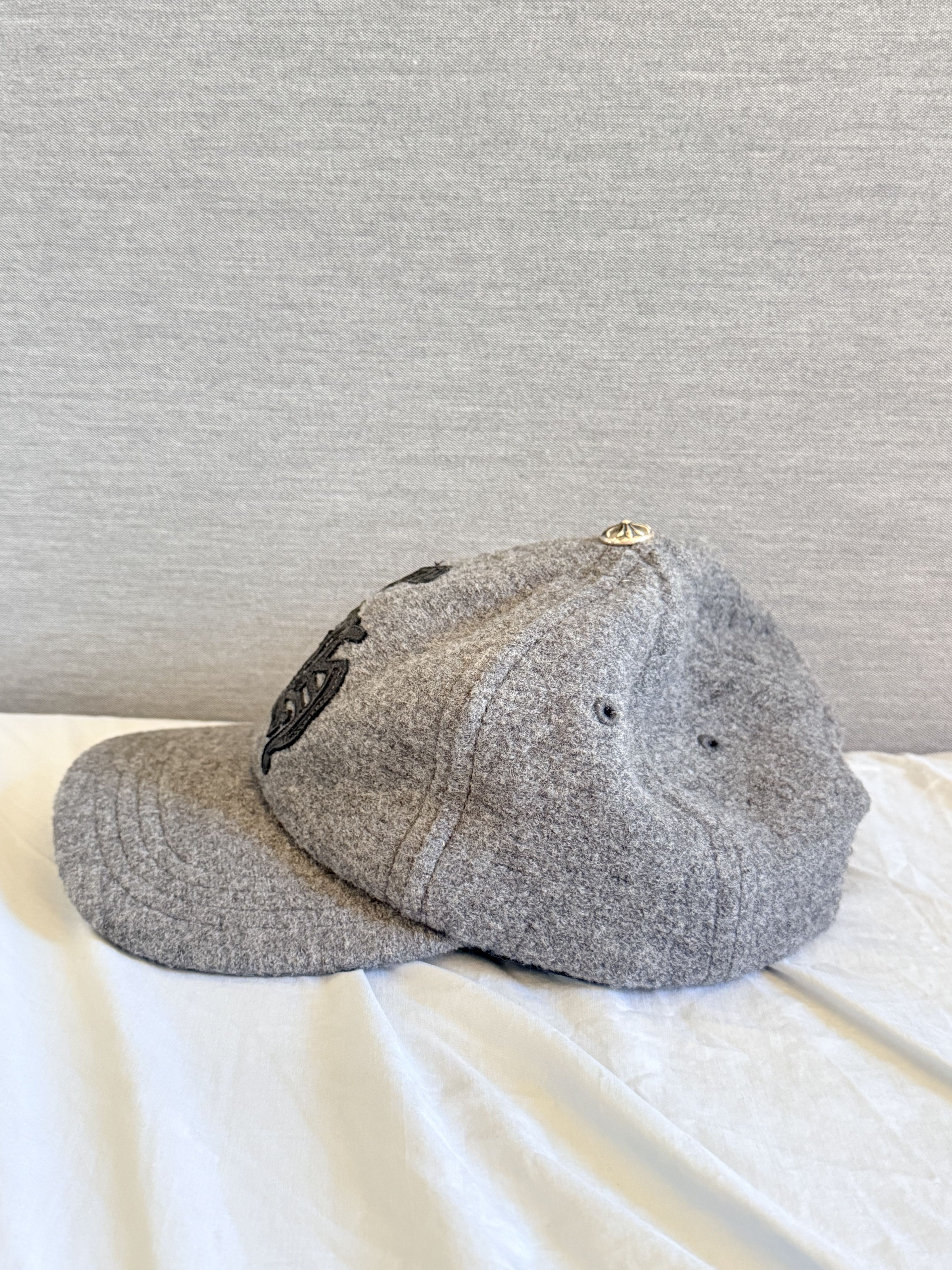 Chrome Hearts Chrome Hearts GREY Wool Leather CH Logo Cap Size ONE SIZE - 3 Thumbnail