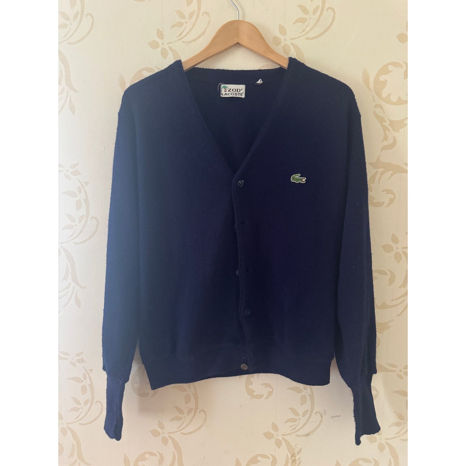 Men's Small Vintage Izod Lacoste Blue Cardigan Sweater