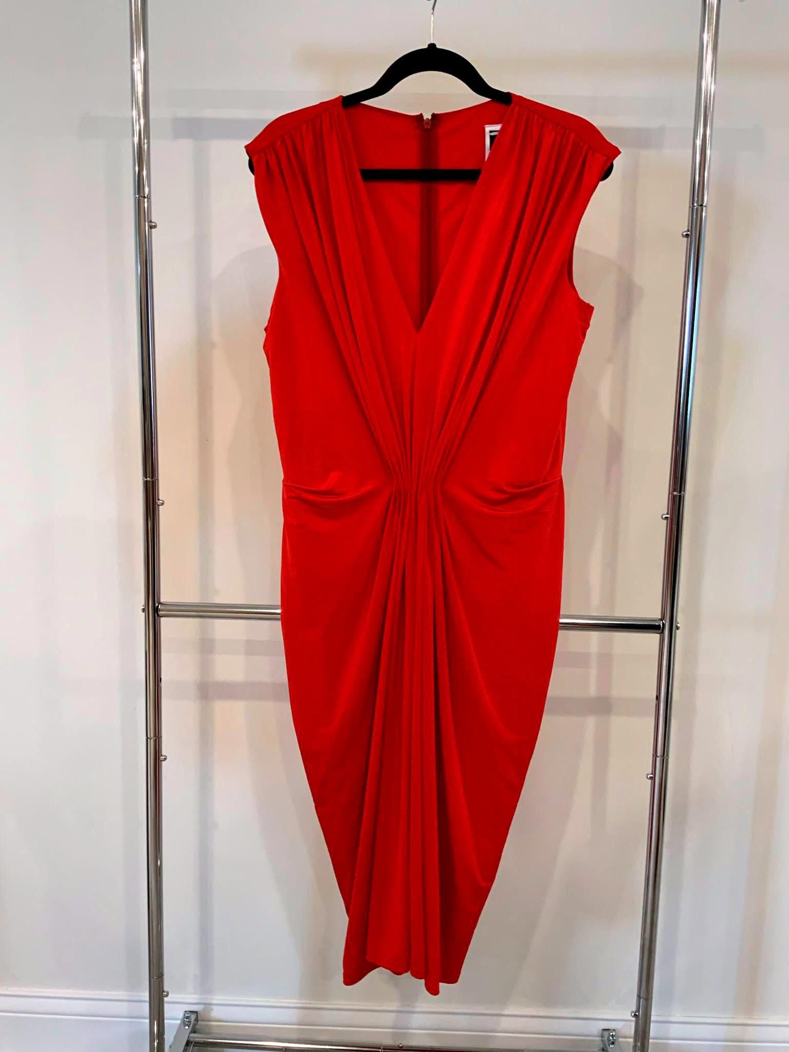 Designer Tadashi Red V-Neck Dress - XL Size XL / US 12-14 / IT 48-50 - 1 Thumbnail