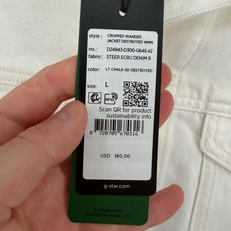 G-Star NWT G-Star RAW Cropped Wander Chalk White Jacket Size LARGE Size L / US 10 / IT 46 - 3 Thumbnail