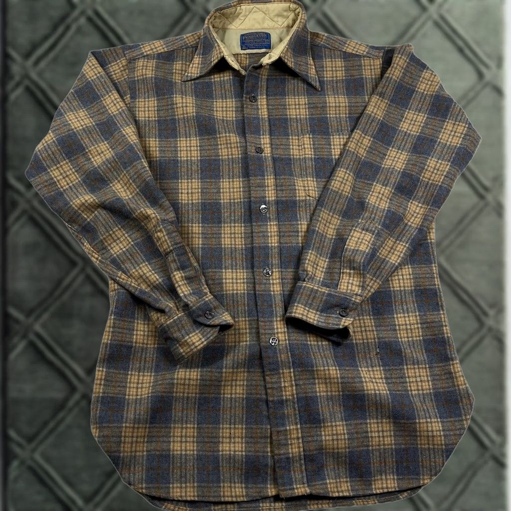 Pendleton VINTAGE Pendleton Flannel Shirt Wool Made In USA Medium Board Brown Plaid Long Sleeve Button-Up Men M USA 90s Size US M / EU 48-50 / 2 - 1 Thumbnail