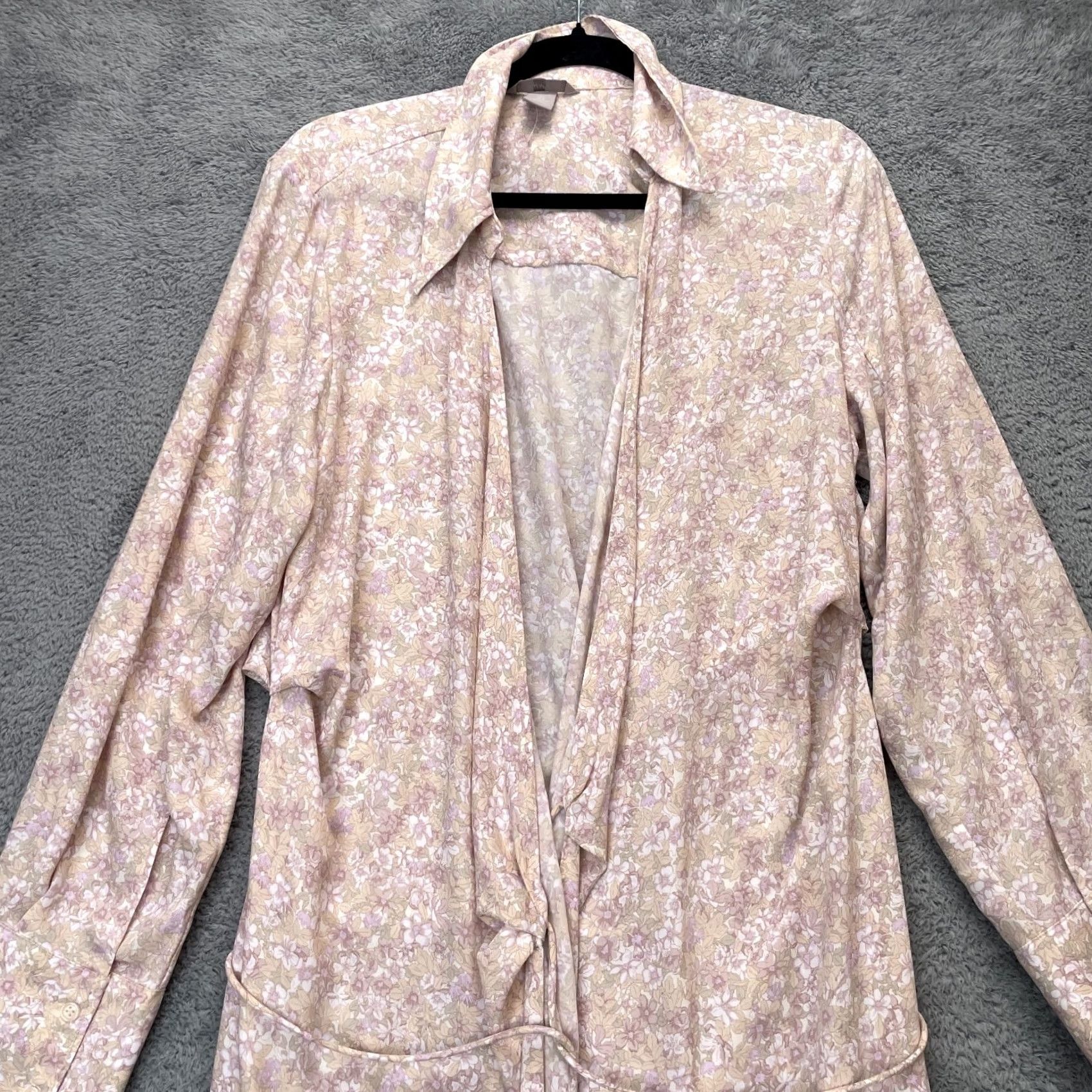 H&M H&M Robe Womens Large Pink Floral Tie Waist Open Front Sleepwear Size ONE SIZE - 5 Thumbnail