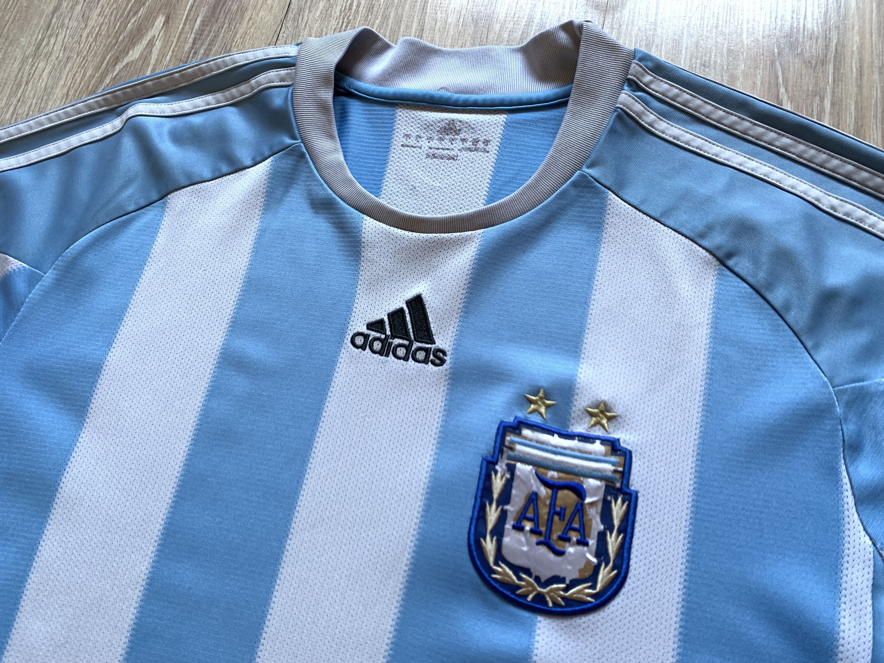 Adidas × Vintage Vintage Adidas Argentina Football Shirt Striped Climacool Size US L / EU 52-54 / 3 - 5 Thumbnail