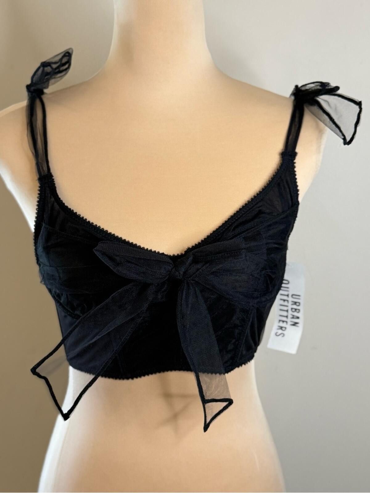 Urban Outfitters Urban outfitters black bralette top coquette bows SZ M Size ONE SIZE - 1 Thumbnail
